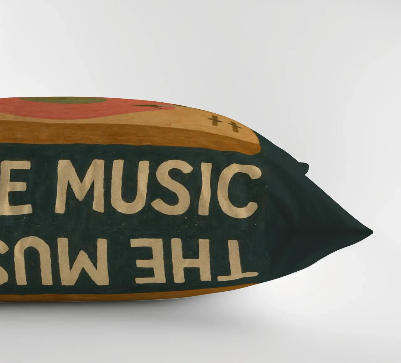 Turn On The Music - Retro music poster with record player decorative cushion by Studio Mooodz