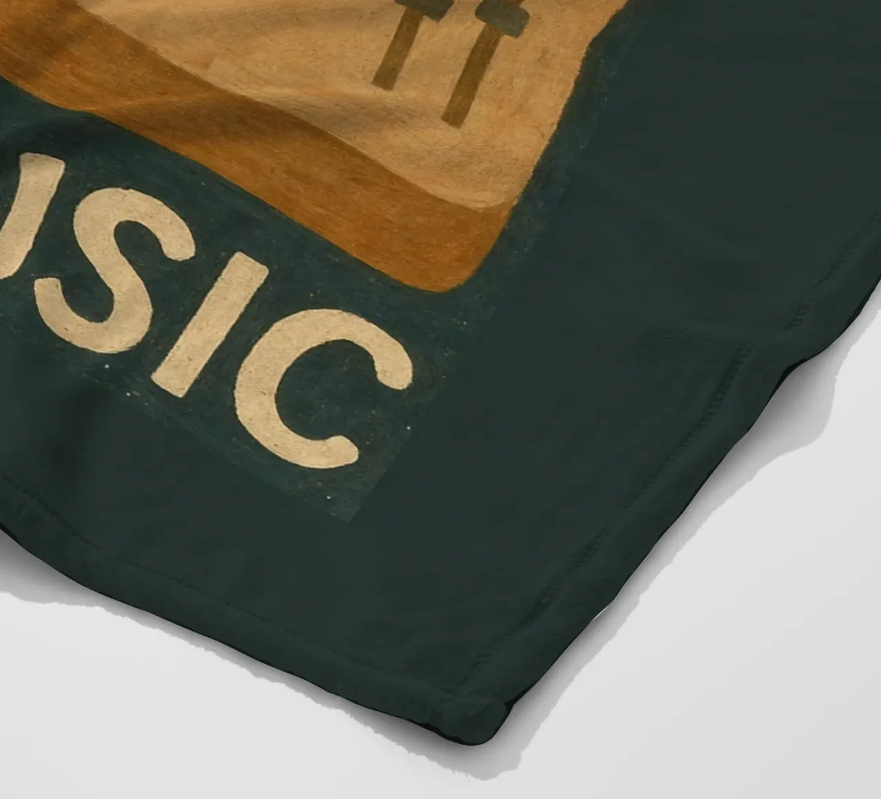 Turn On The Music - Retro music poster with record player fleece blanket by Studio Mooodz