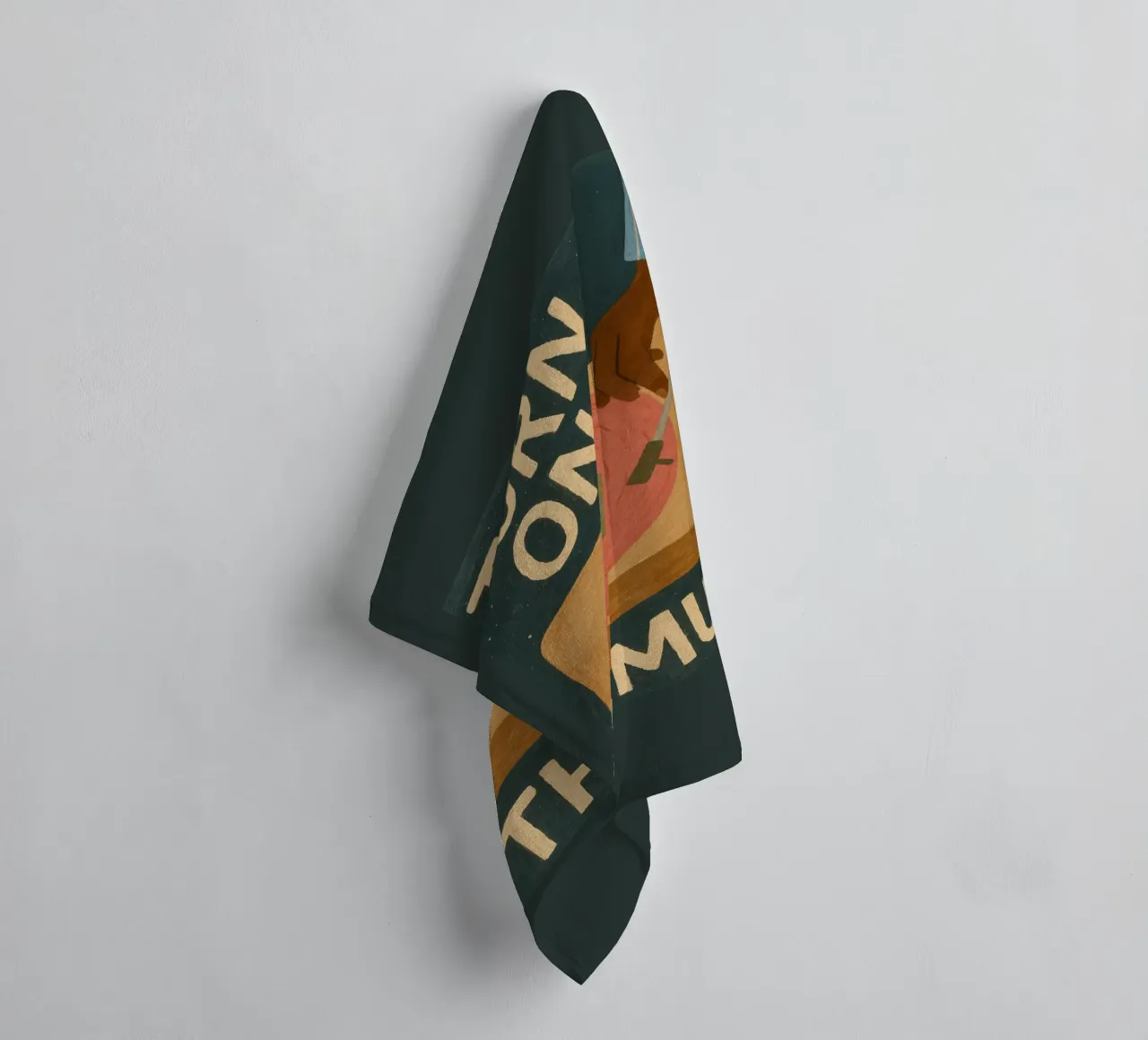 Turn On The Music - Retro music poster with record player towel by Studio Mooodz