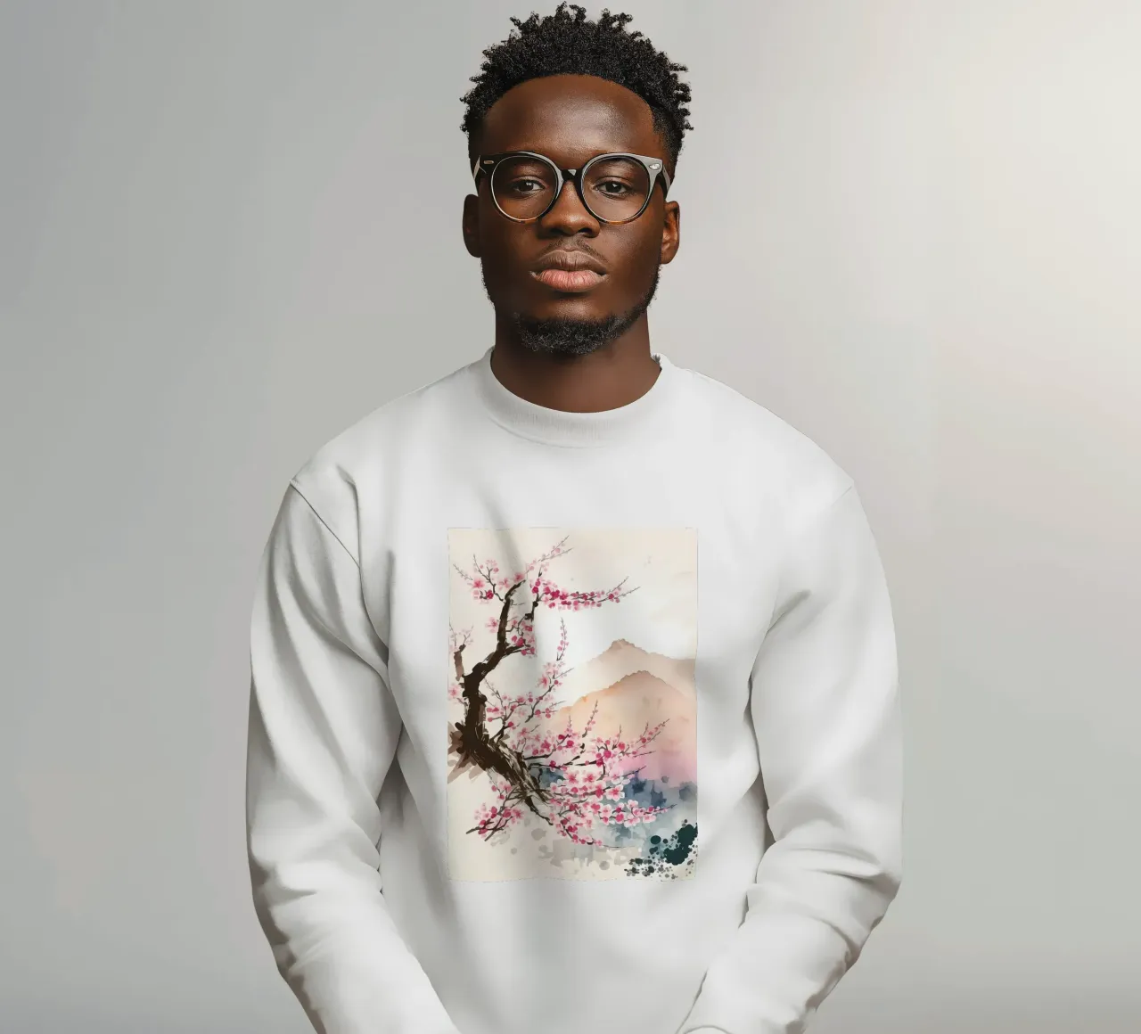 Japanese cherry blossoms sweatshirt by Rebecca Clark Wyrick