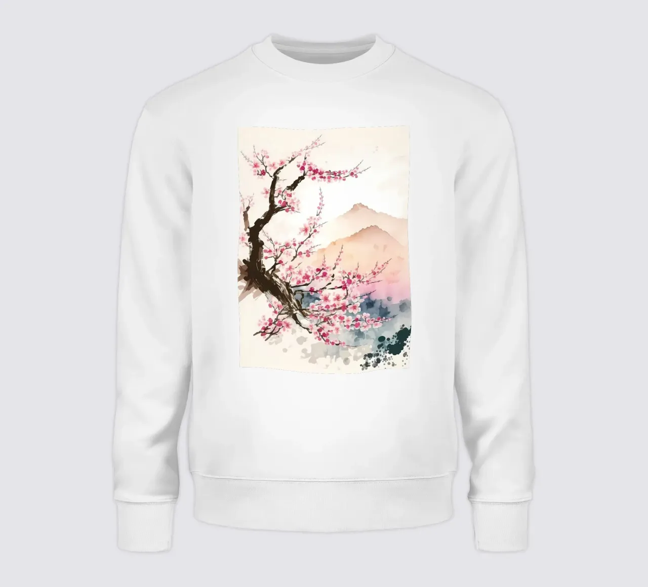 Japanese cherry blossoms sweatshirt by Rebecca Clark Wyrick