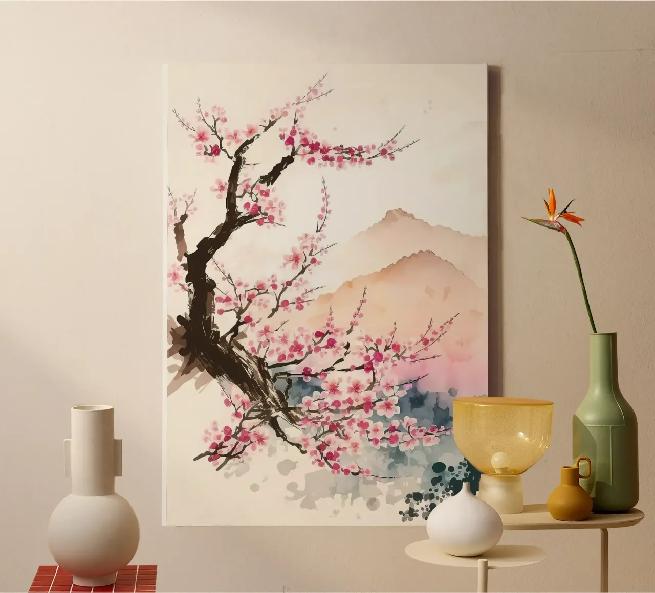 Fiori di ciliegio giapponesi tela con Cornice a cassetta da Rebecca Clark Wyrick