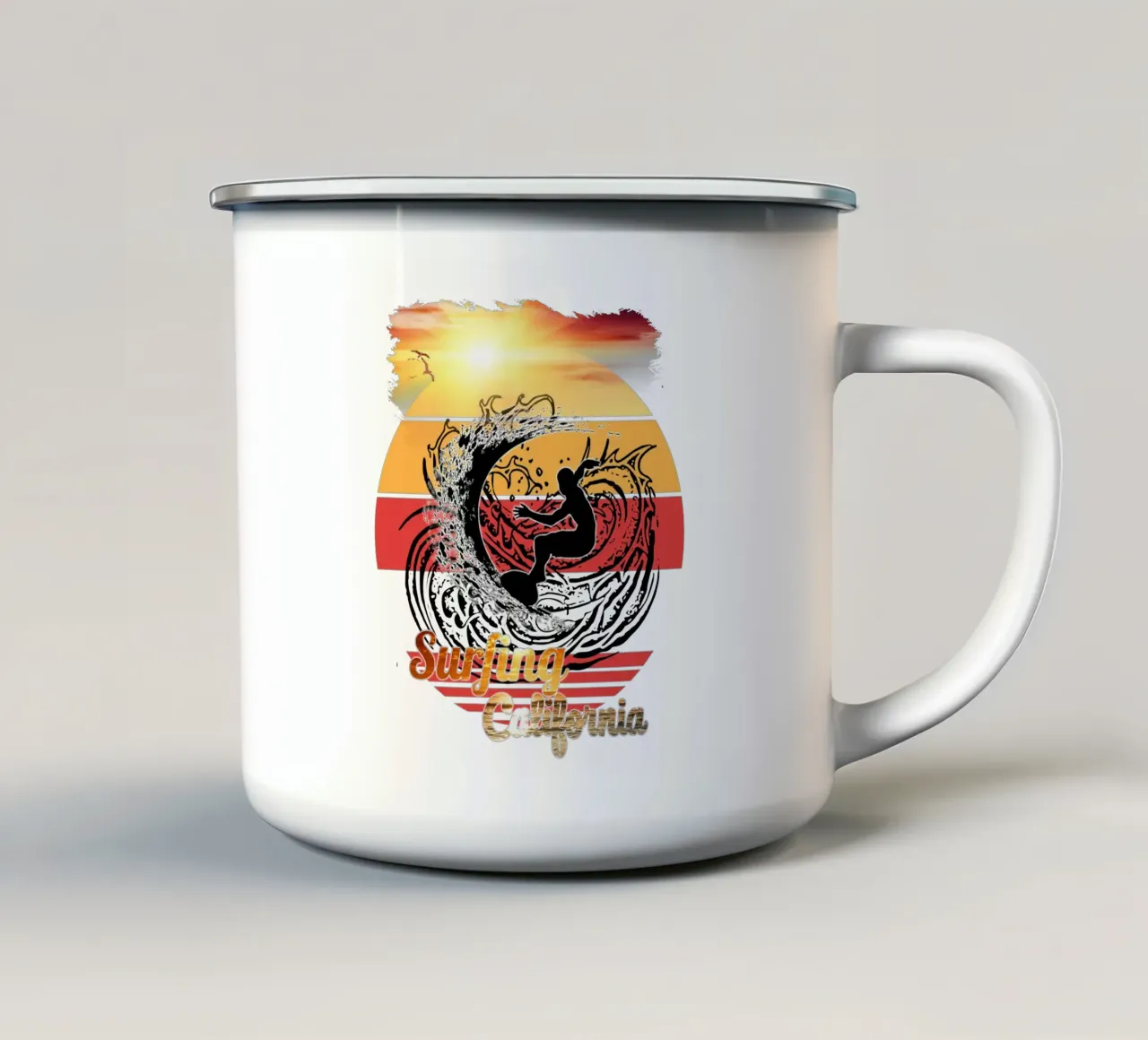 Surf Life Oval 2a - Summer Sun Vibes 10b tazza in smalto da surfer28