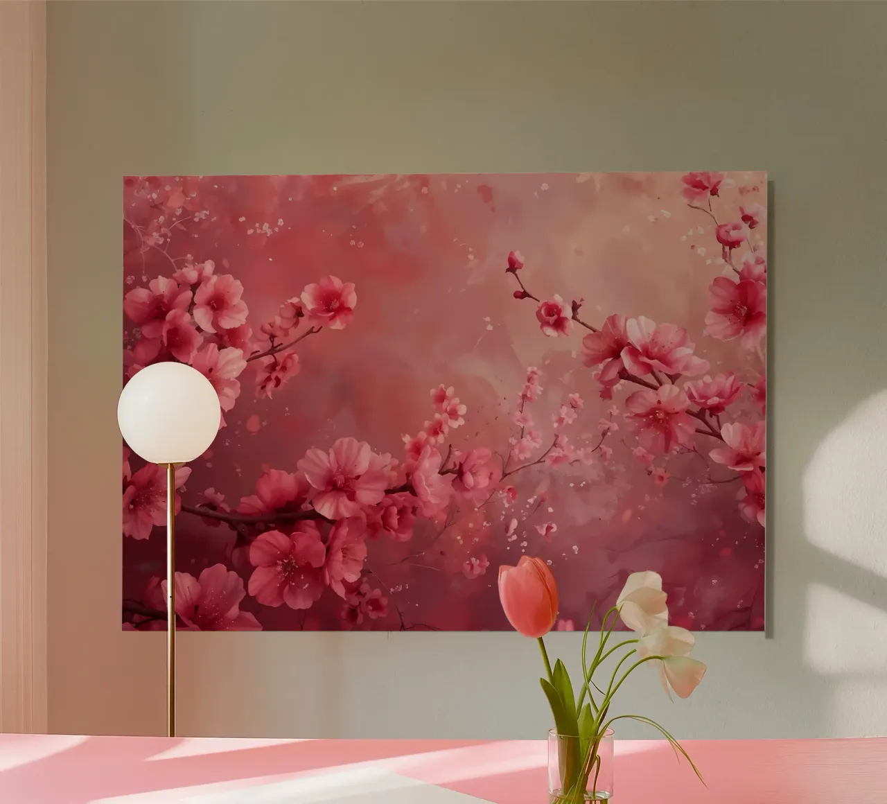 Cherry Blossom Flower alu-dibond by Rebecca Clark Wyrick