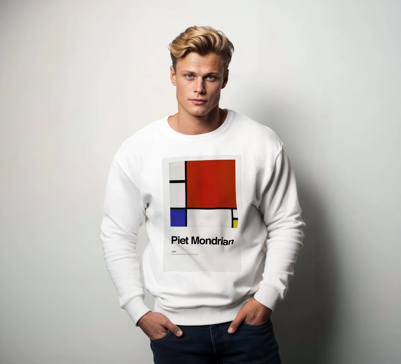Mondrian - Composition with Red, Blue and Yellow felpa da ARTOTHEK