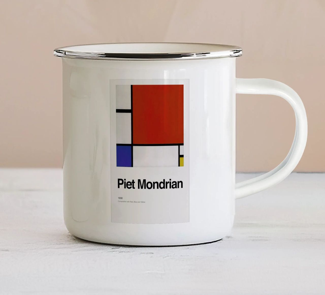 Mondrian - Composition with Red, Blue and Yellow tazza in smalto da ARTOTHEK