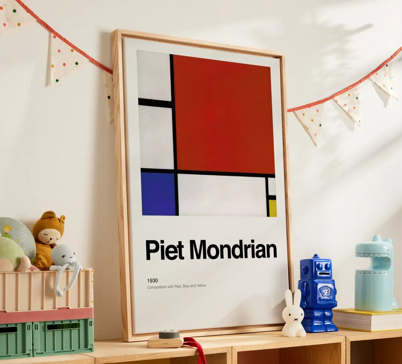 Mondrian - Composition with Red, Blue and Yellow tela con Cornice a cassetta da ARTOTHEK