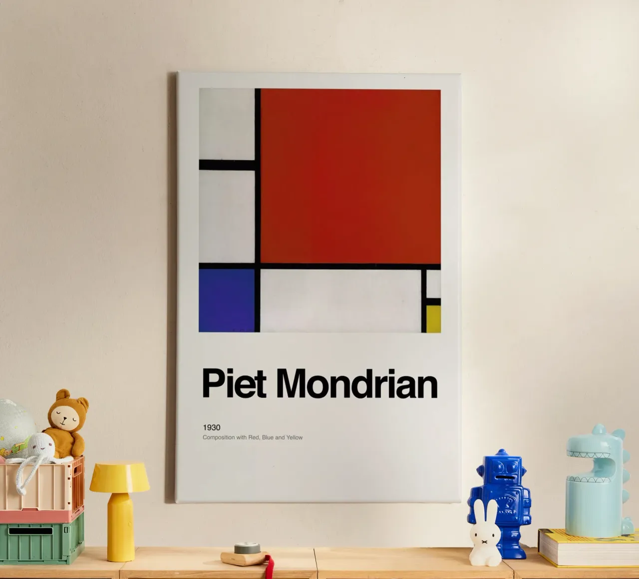 Mondrian - Composition with Red, Blue and Yellow tela con Cornice a cassetta da ARTOTHEK