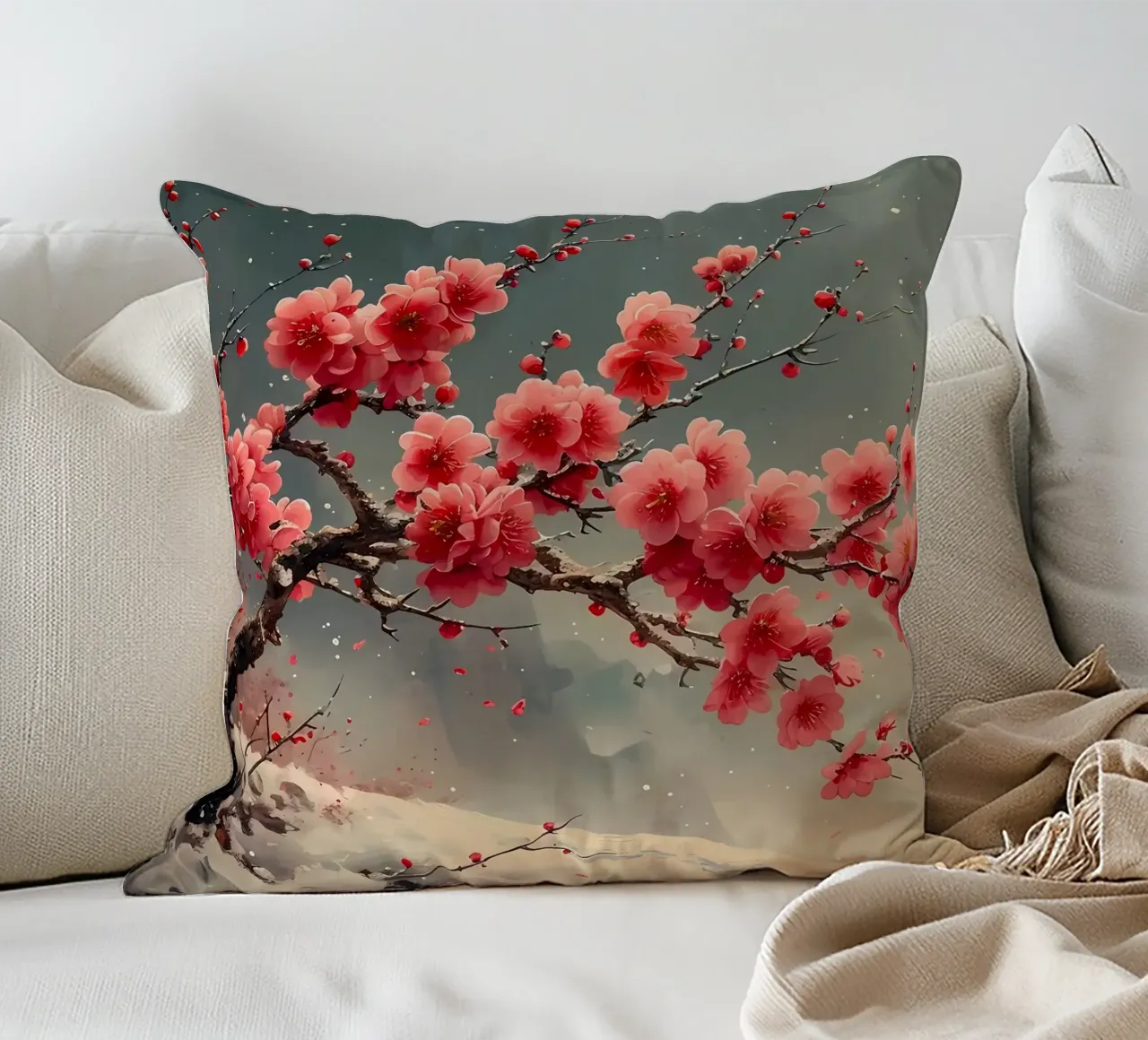 ciliegio in fiore in Giappone cuscino da Rebecca Clark Wyrick