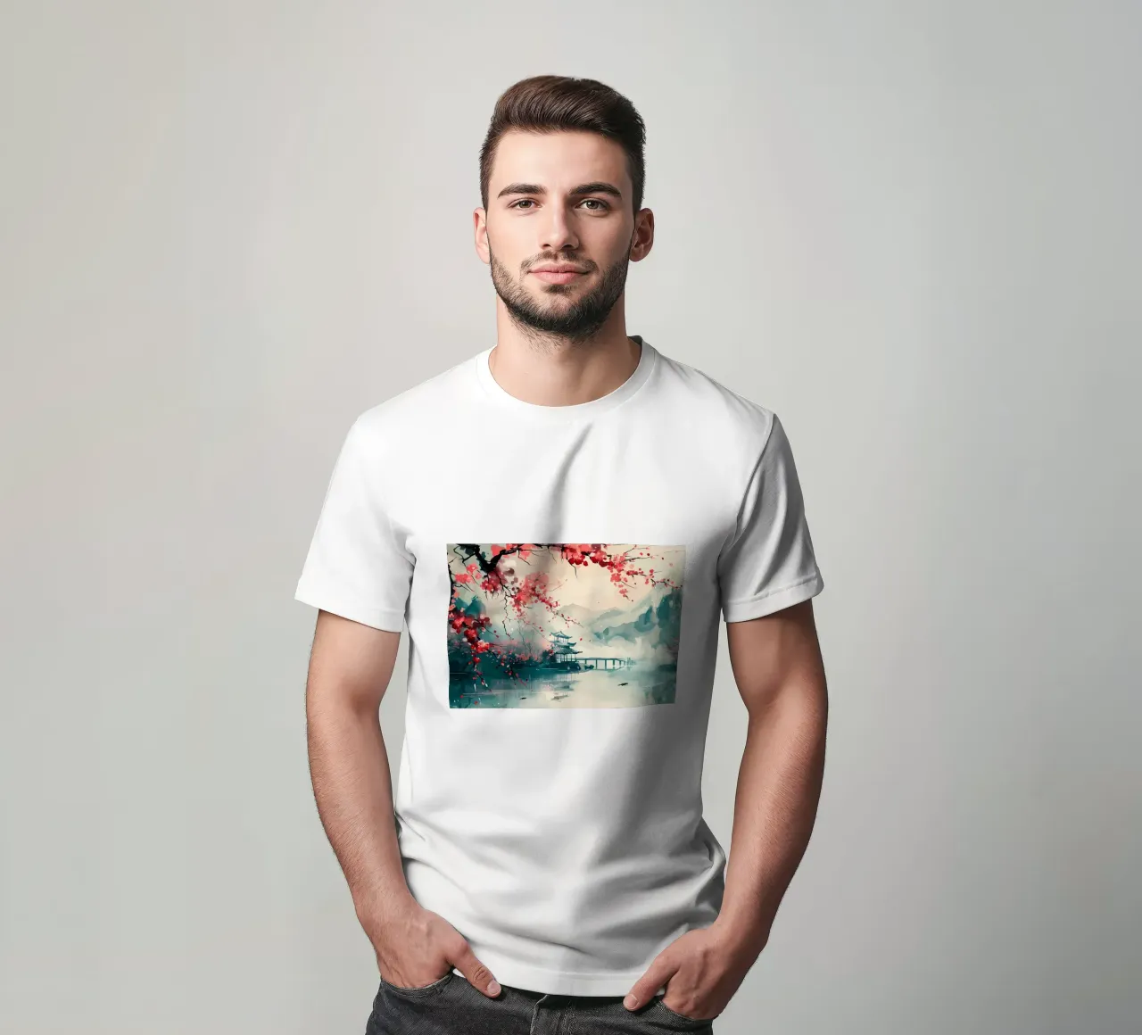 Paesaggio del Giappone t-shirt da Rebecca Clark Wyrick