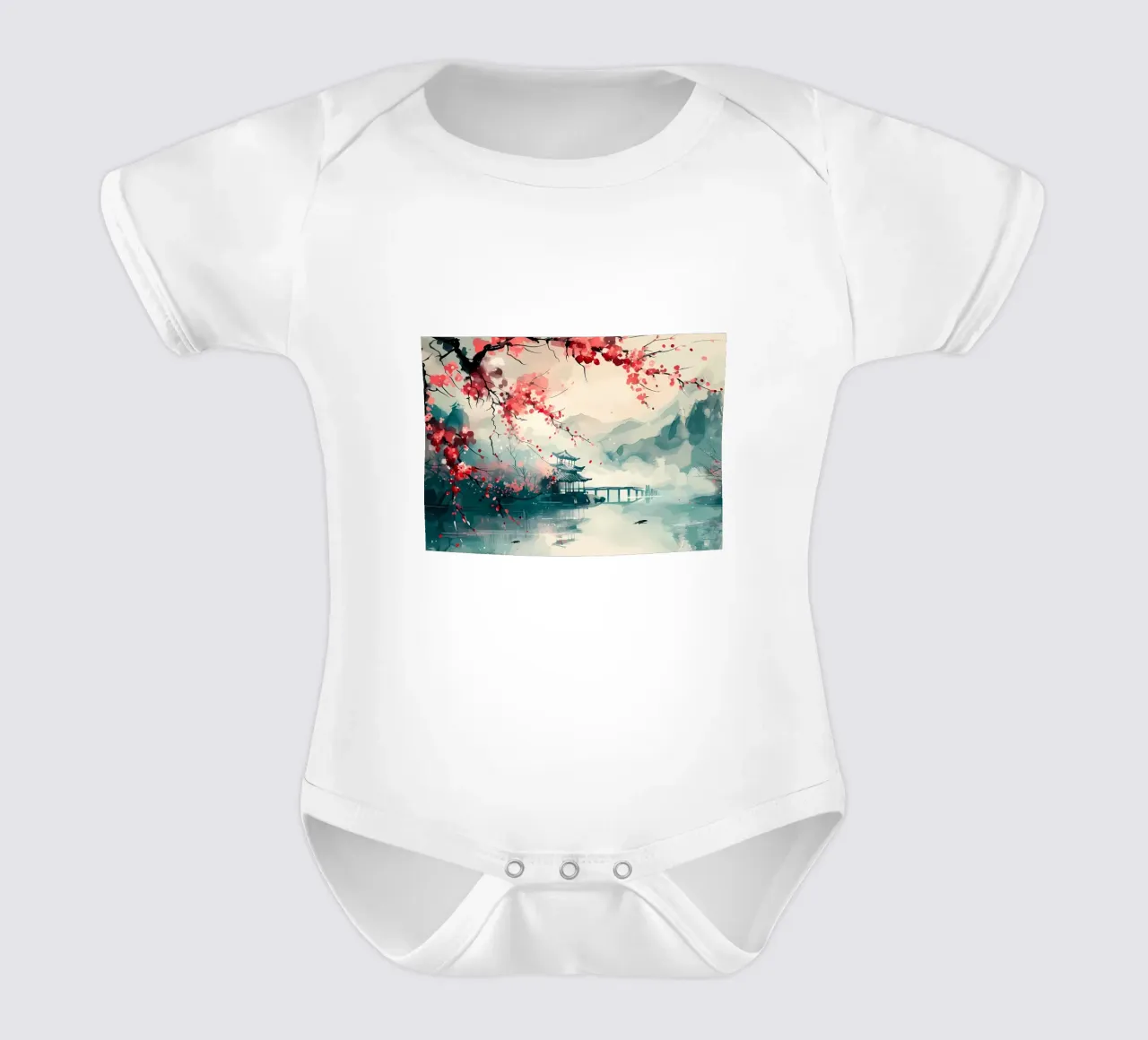 Paesaggio del Giappone body neonato maniche corte da Rebecca Clark Wyrick