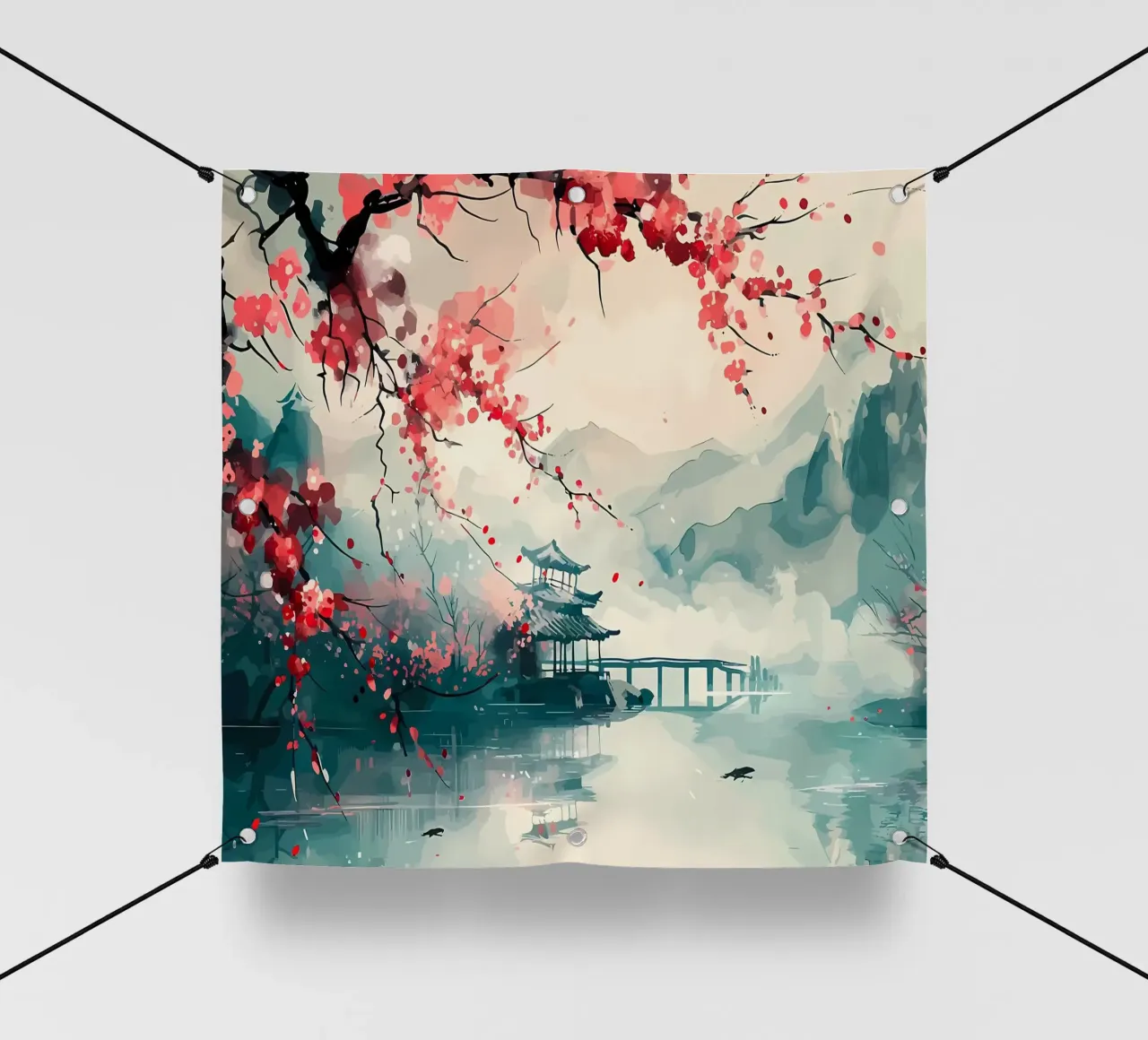 Paesaggio del Giappone telo in pvc da Rebecca Clark Wyrick