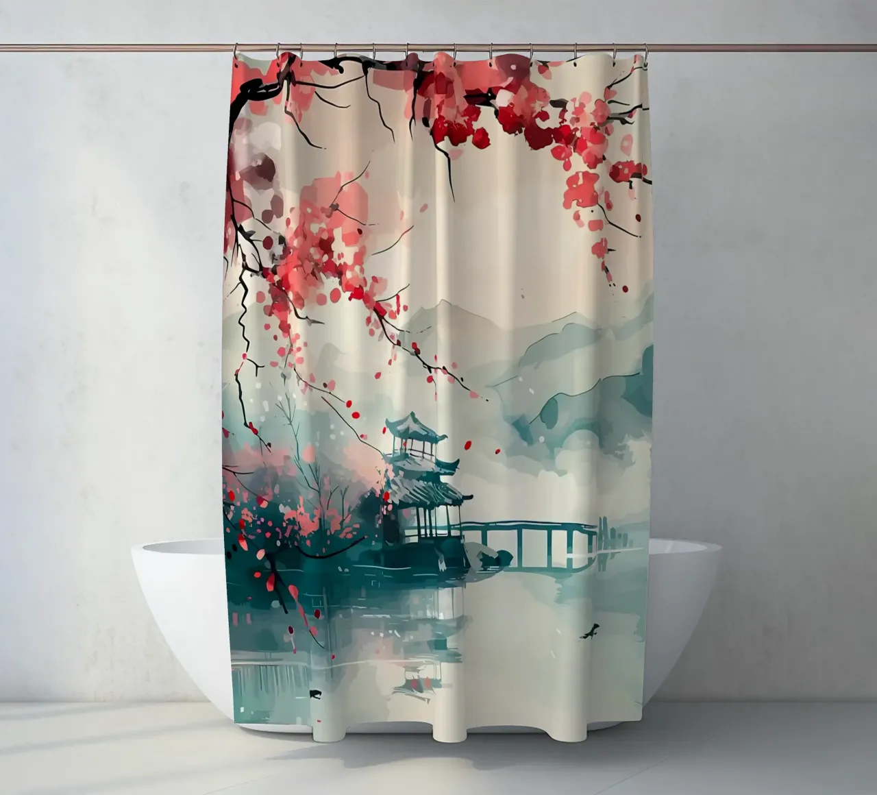 Paysage du Japon rideau de douche de Rebecca Clark Wyrick
