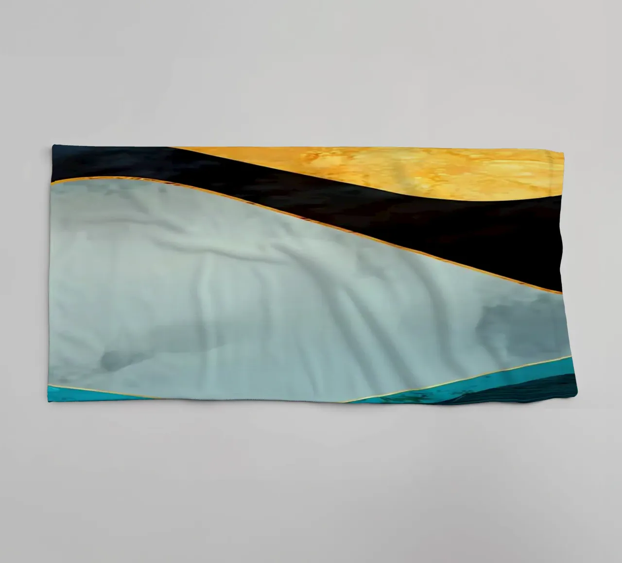 Snowy golden mountains towel by Albert S Jacob