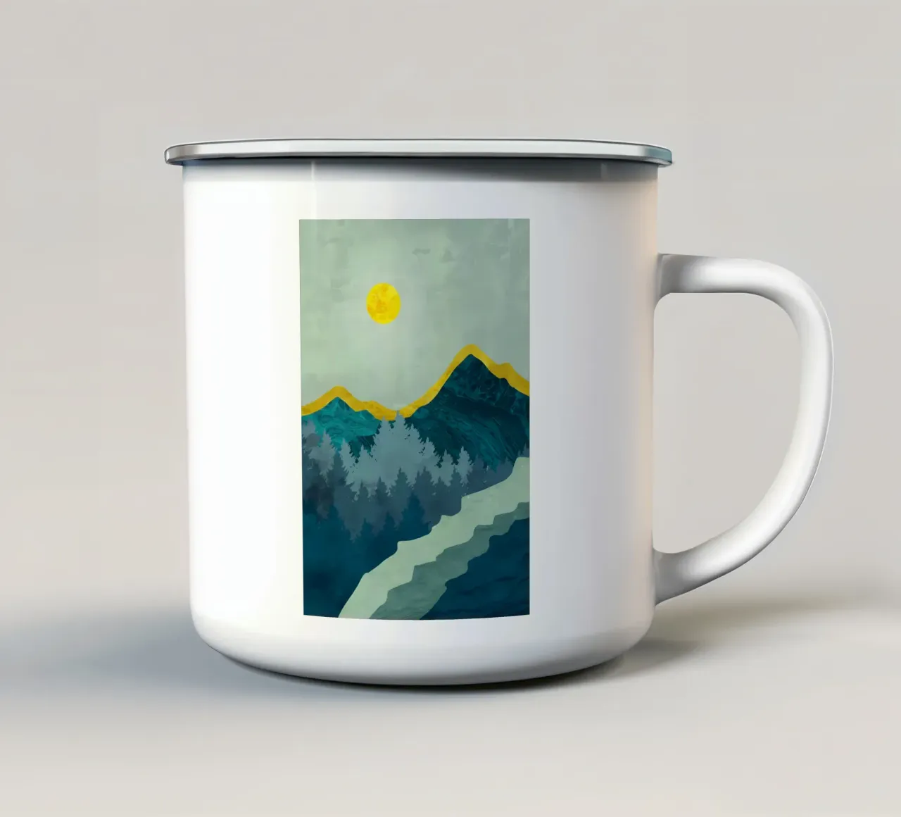 Colline glaciali tazza in smalto da Albert S Jacob