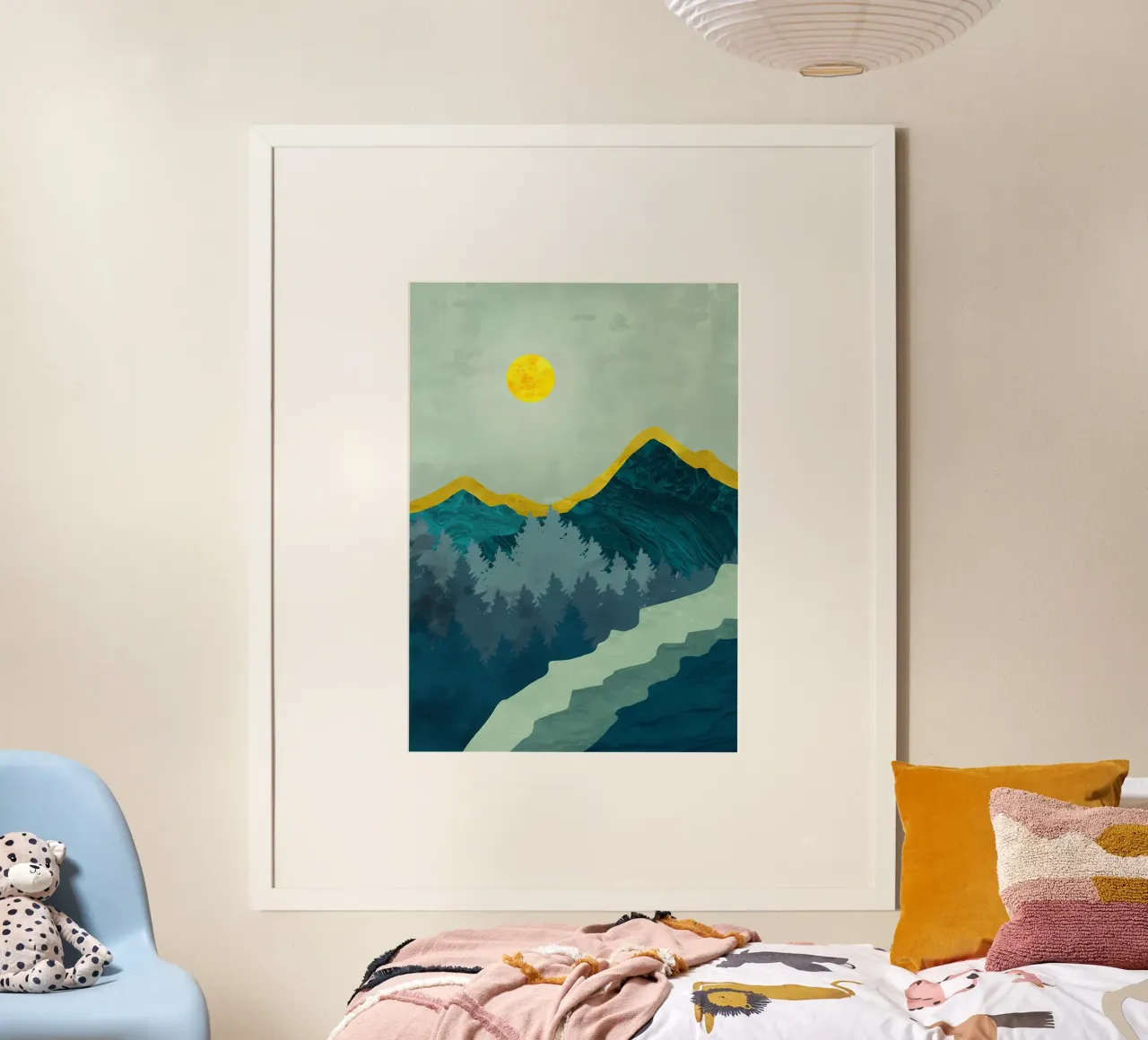 Colline glaciali poster con telaio in legno da Albert S Jacob