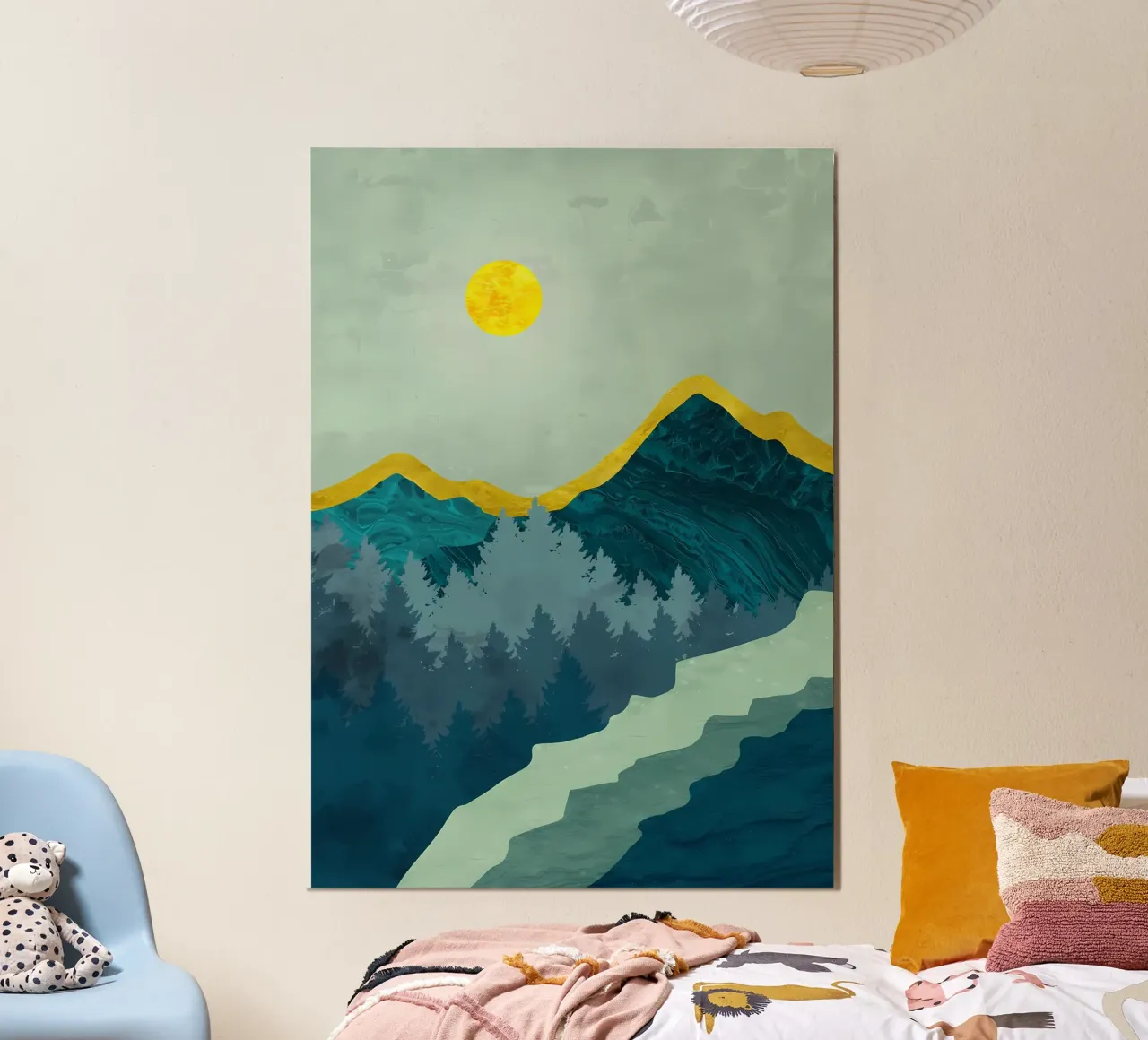 Colline glaciali poster con telaio in legno da Albert S Jacob