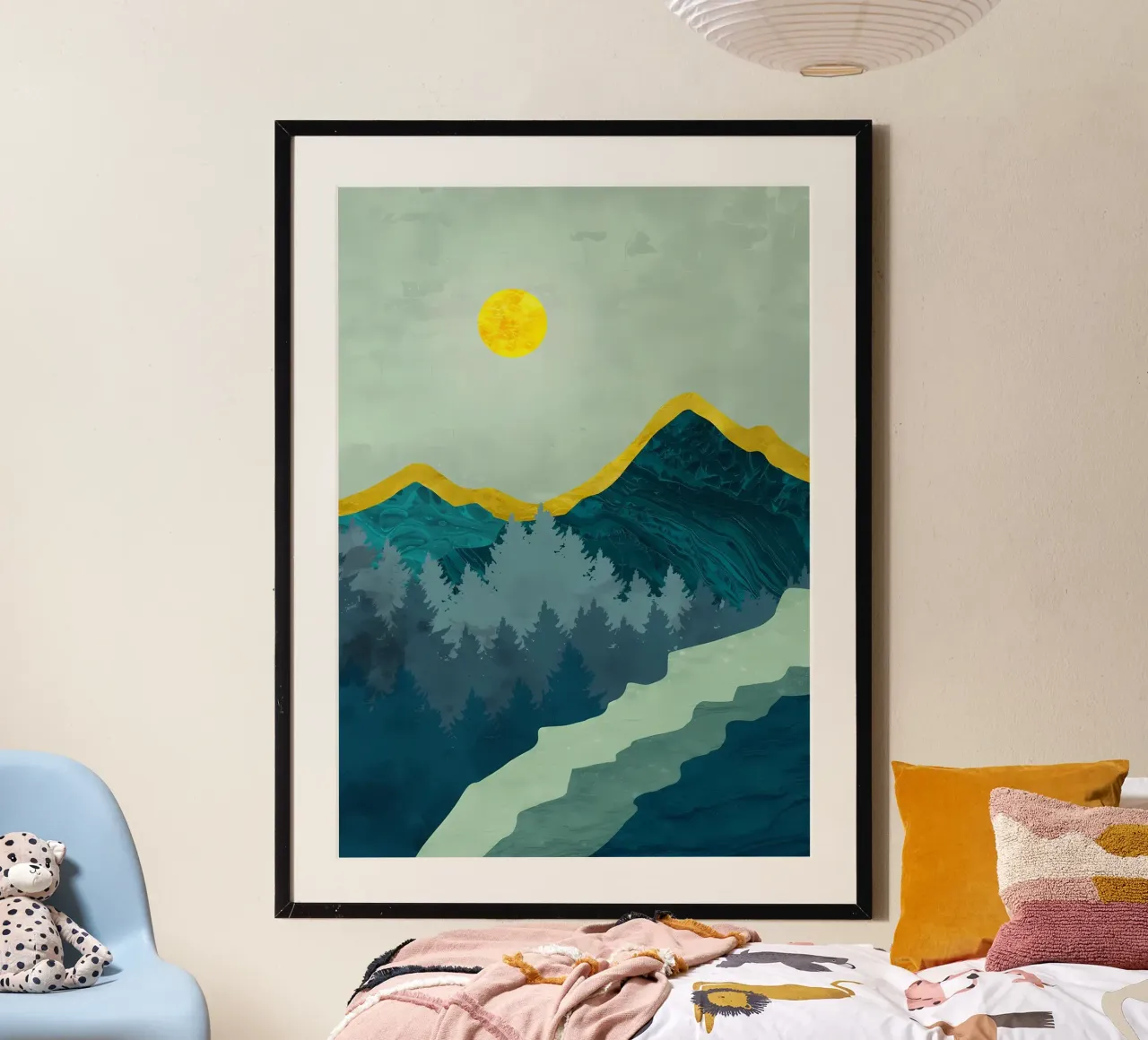 Colline glaciali poster con telaio in legno da Albert S Jacob