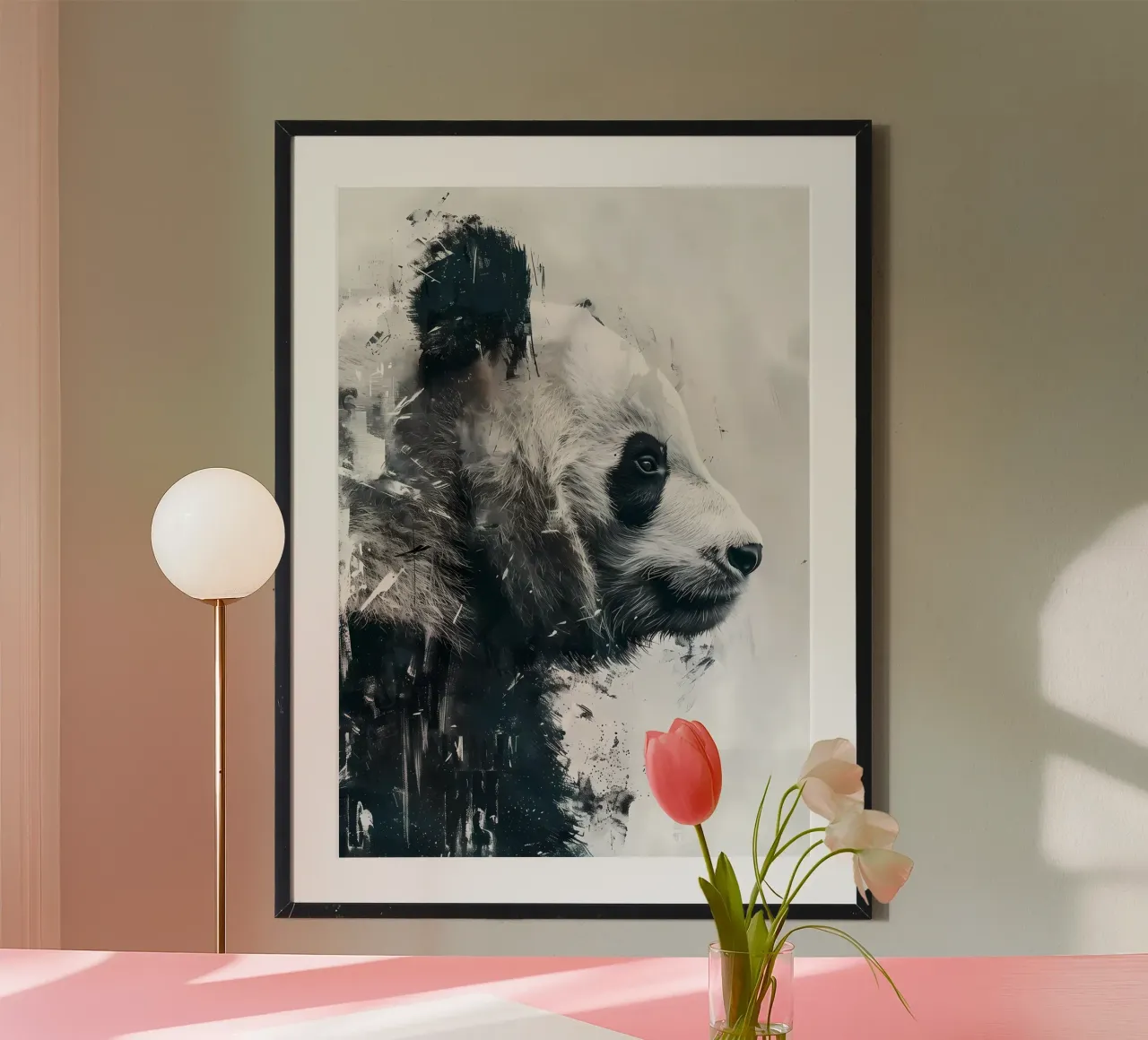 Quadro del profilo del panda carta hahnemühle da James M Coyle