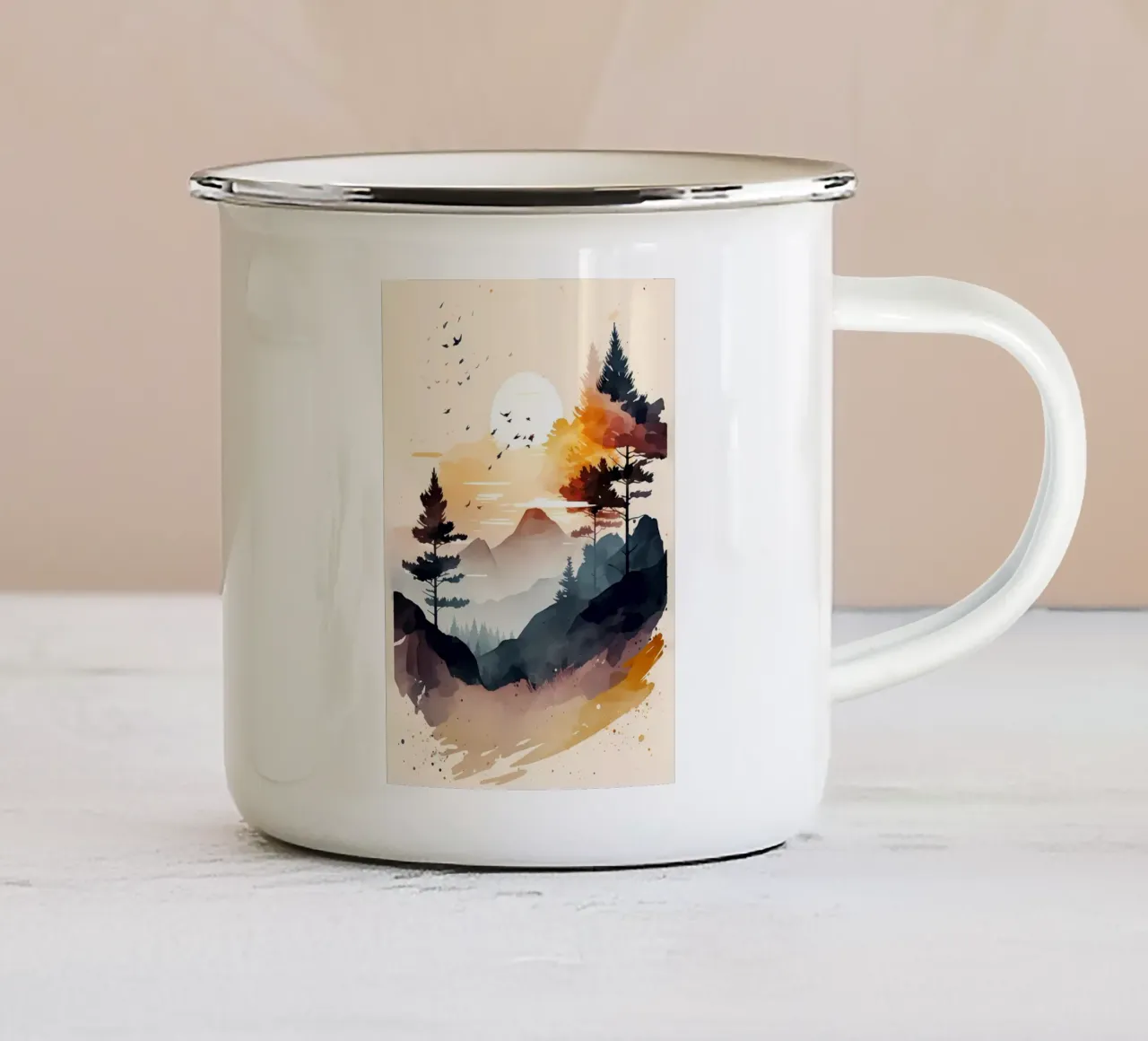 Poster di montagna semplice tazza in smalto da Albert S Jacob
