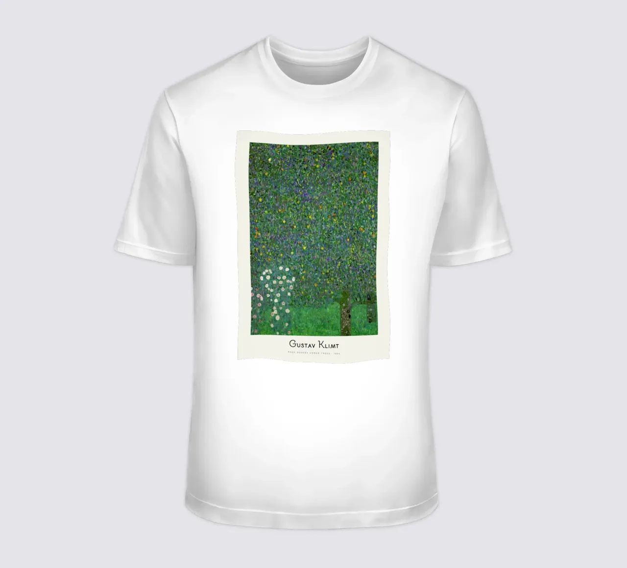 Klimt - Rose Bushes under Trees t-shirt da ARTOTHEK