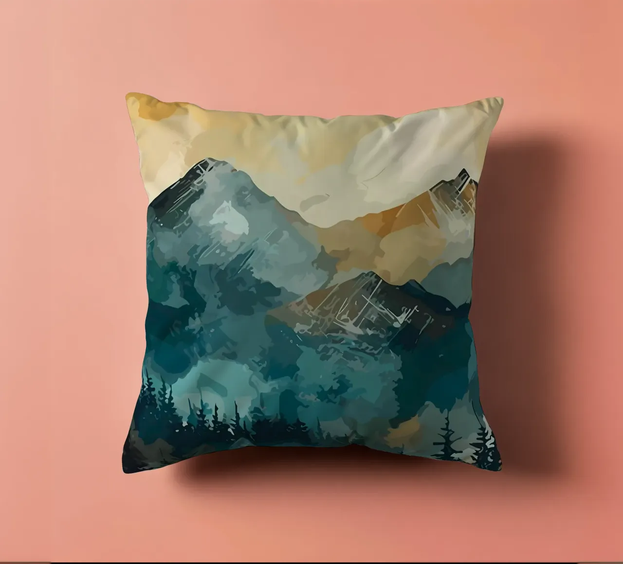 Mountainous Forest decorative cushion by Albert S Jacob