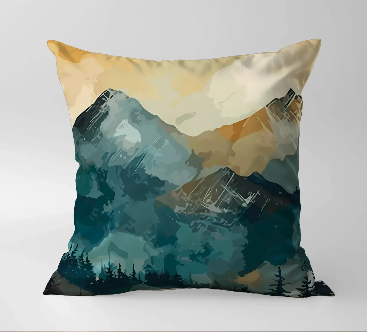 Mountainous Forest decorative cushion by Albert S Jacob