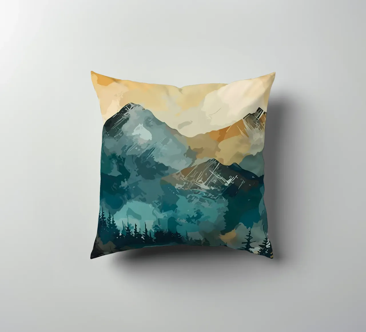 Mountainous Forest decorative cushion by Albert S Jacob