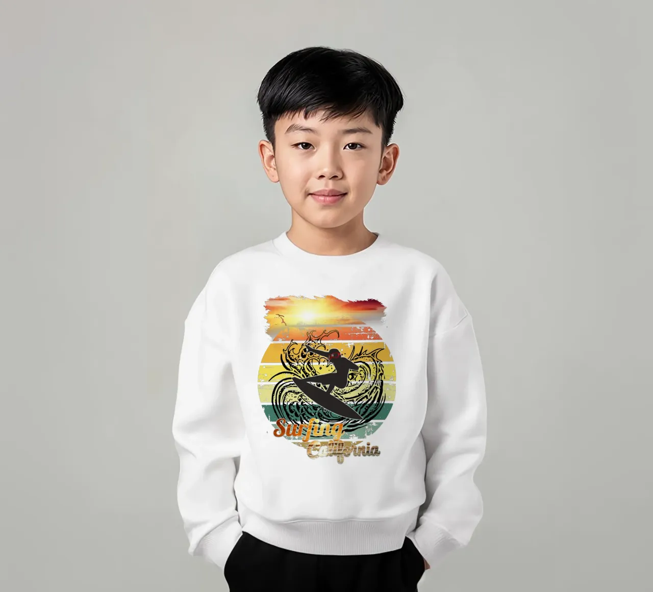 Surf Life Oval 2a - Summer Sun Vibes 8b kids sweatshirt by surfer28