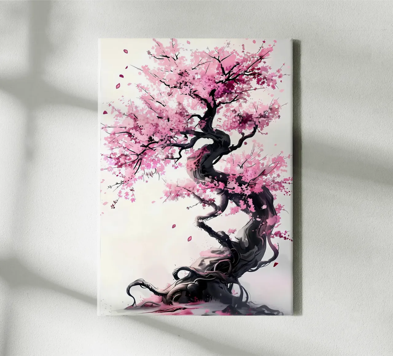 Abstracte Bloesem roze kunst canvas met Baklijst van Rebecca Clark Wyrick
