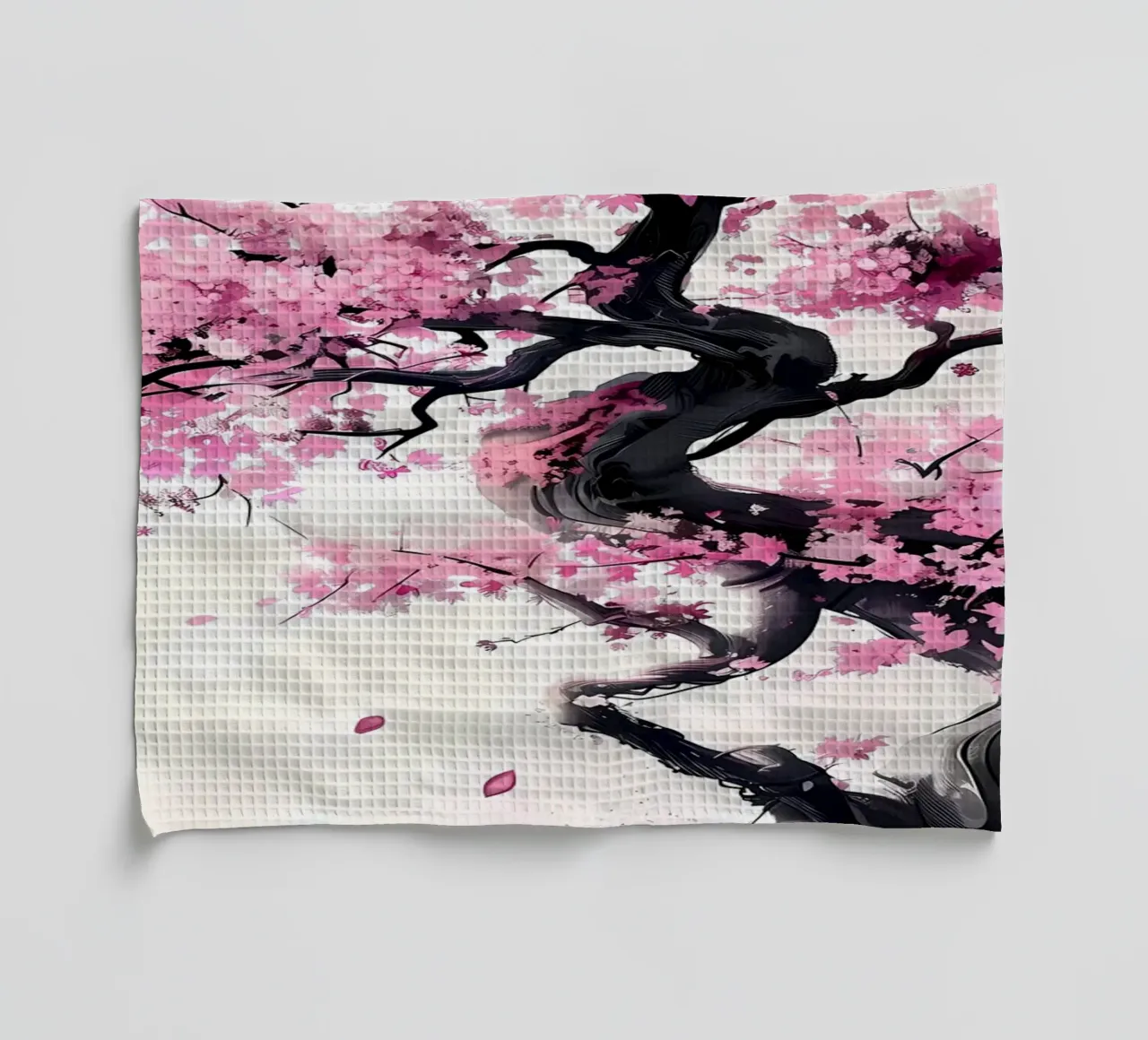Art abstrait fleuri rose torchon de Rebecca Clark Wyrick