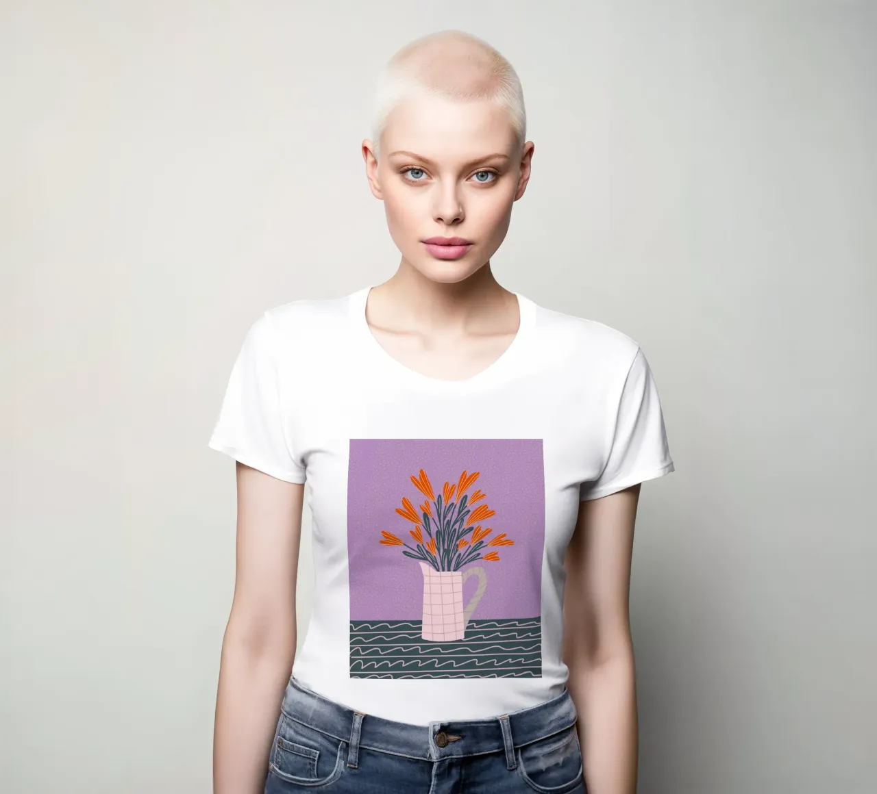 Floral Pitcher women's fitted t-shirt by Wackapacka