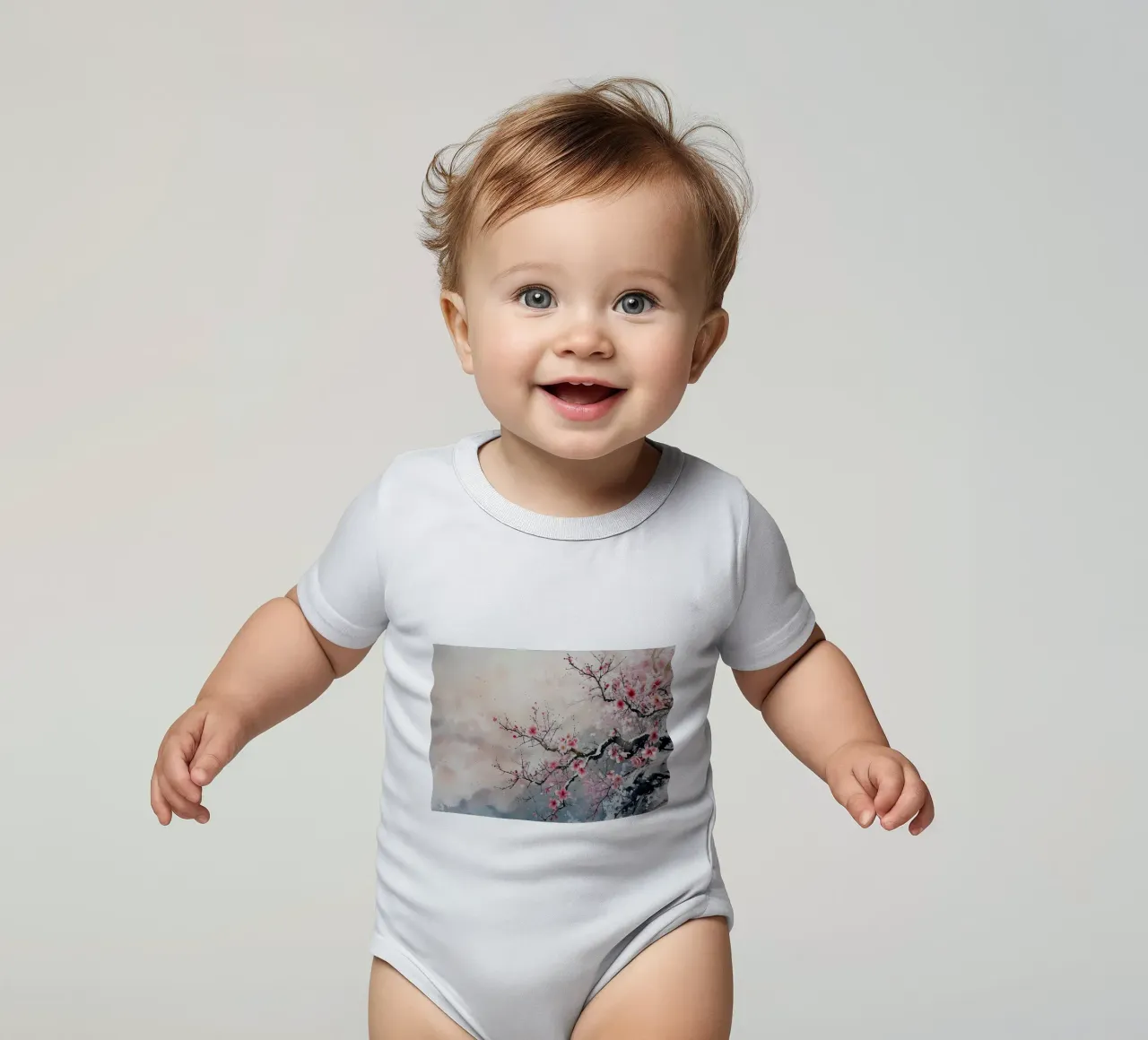 Giappone fiori di ciliegio body neonato maniche corte da Rebecca Clark Wyrick