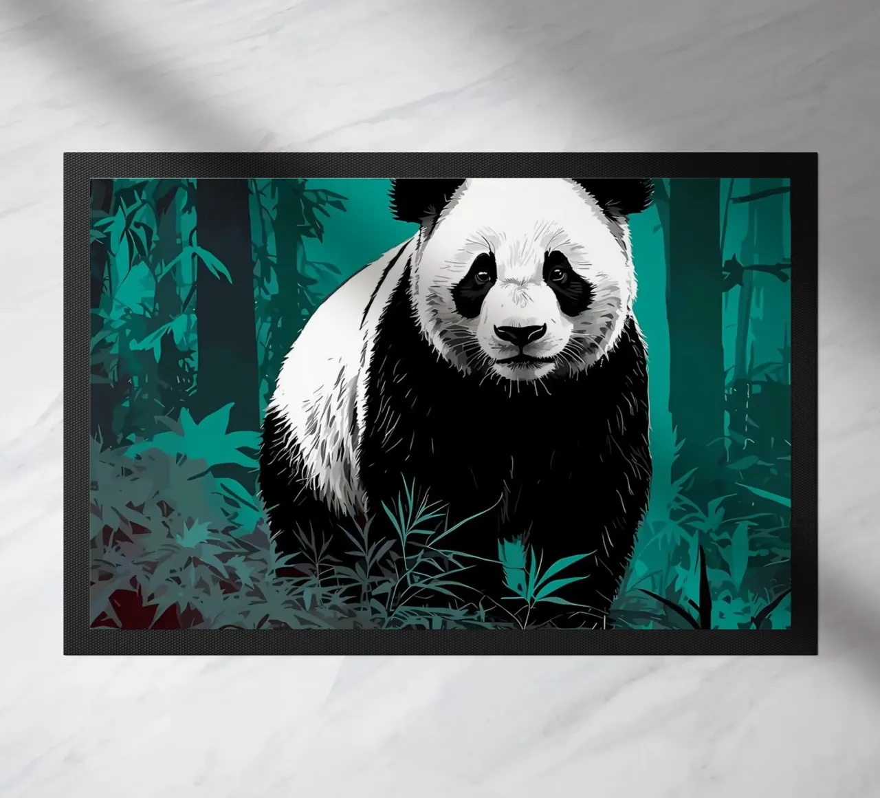 Panda Forest doormat by James M Coyle