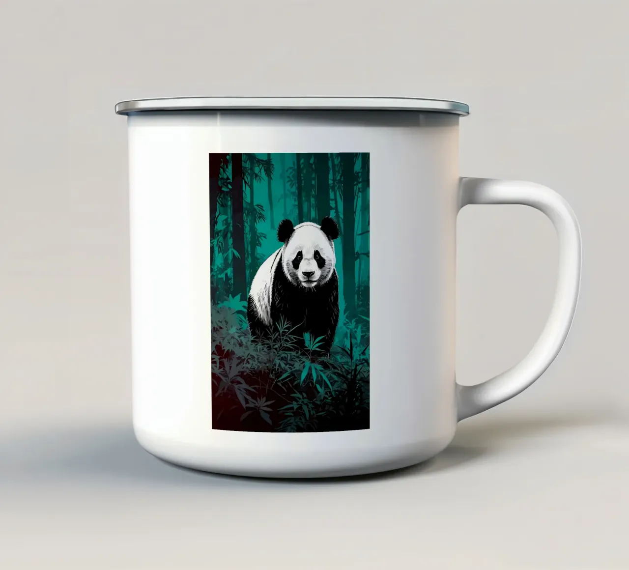 Foresta di panda tazza in smalto da James M Coyle