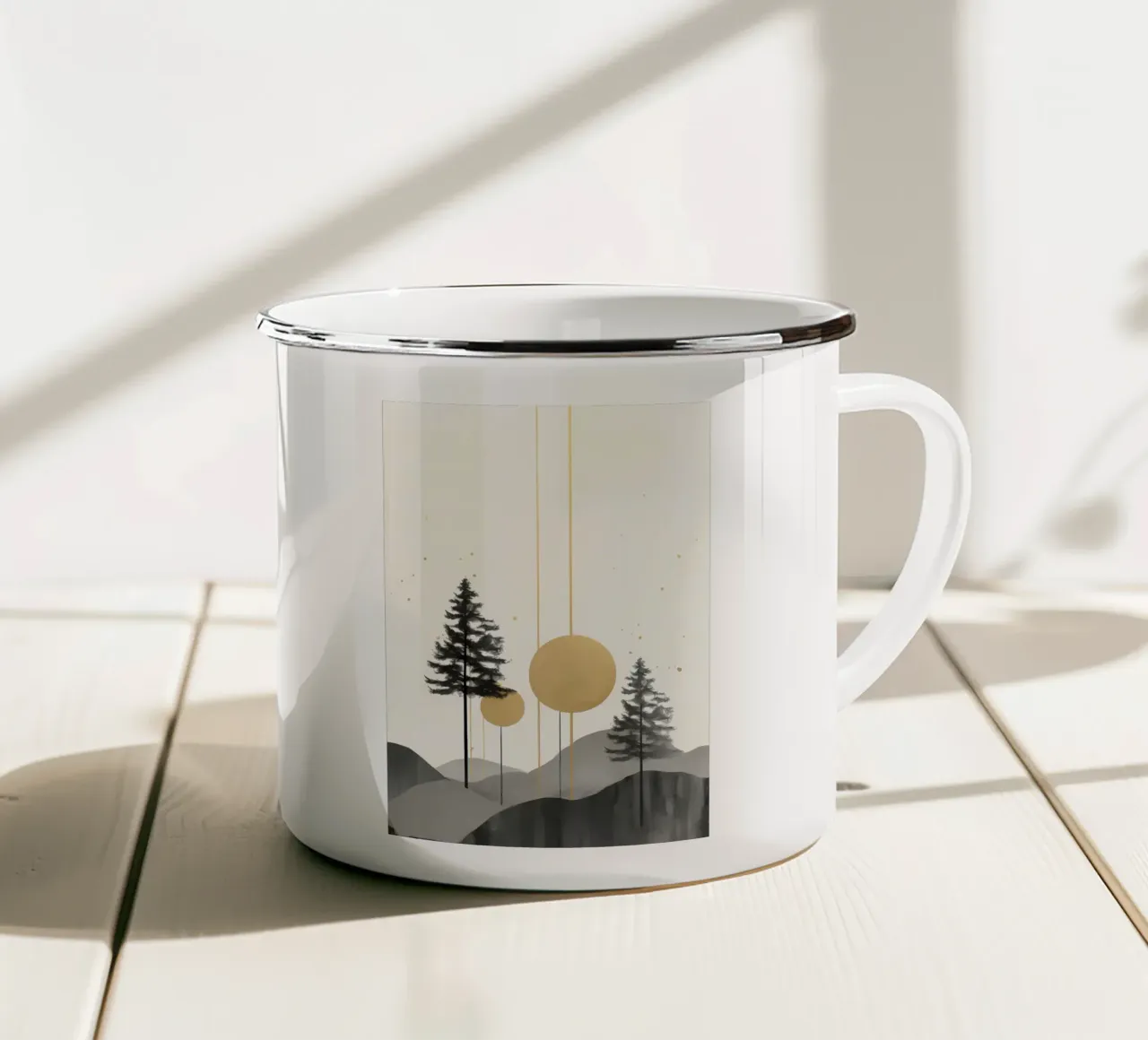 Montagne della Foresta Oscura tazza in smalto da Albert S Jacob