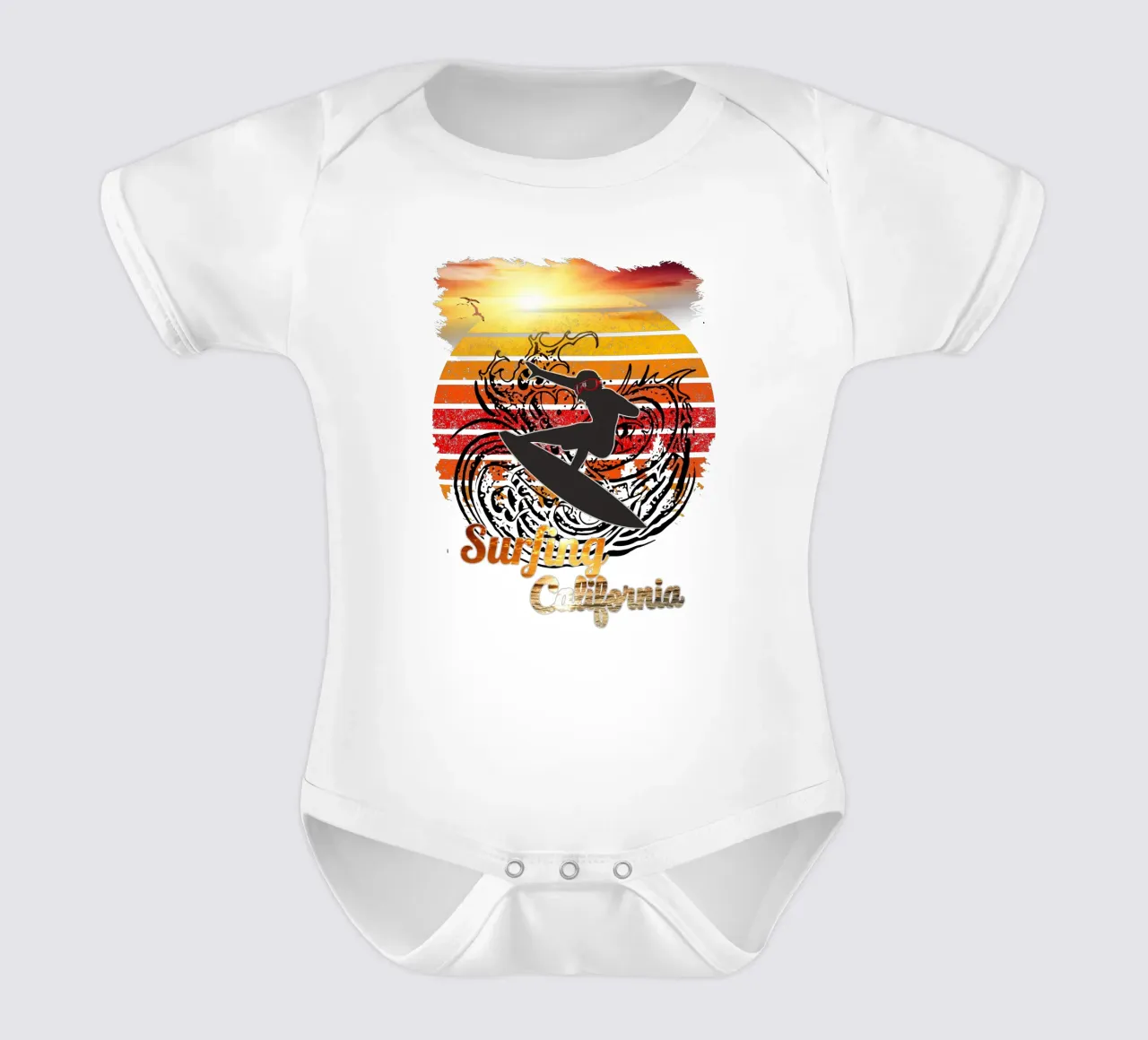 Surf Life Oval 2a - Zomerzon Vibes 7b babyrompertje korte mouwen van surfer28