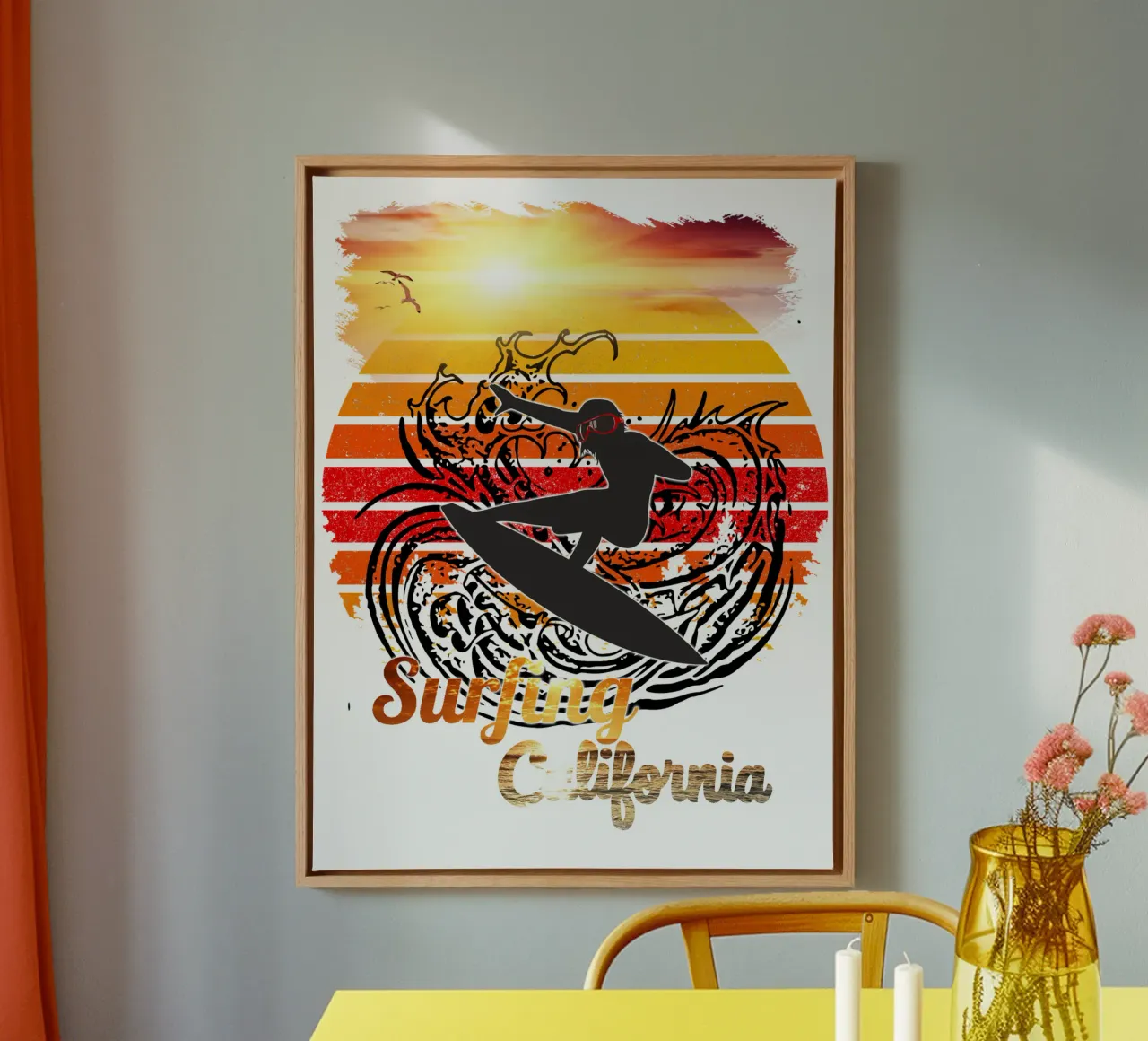 Surf Life Oval 2a - Summer Sun Vibes 7b tela con Cornice a cassetta da surfer28
