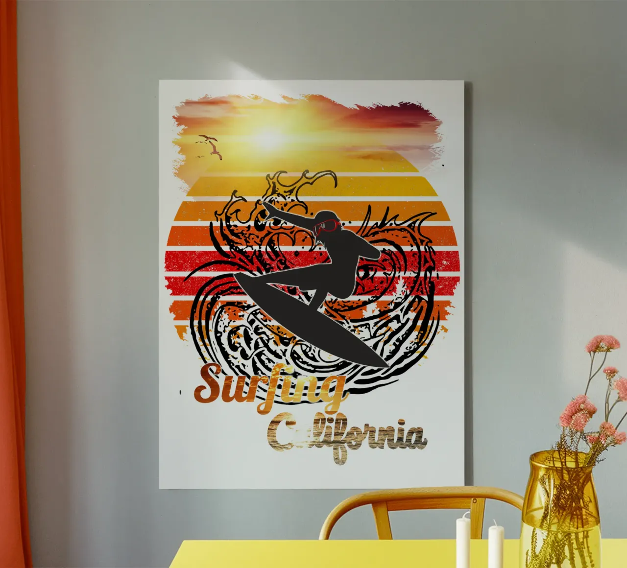 Surf Life Oval 2a - Summer Sun Vibes 7b tela con Cornice a cassetta da surfer28