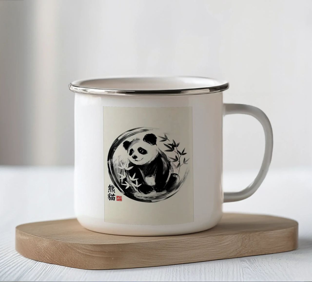 Panda sumie tazza in smalto da James M Coyle