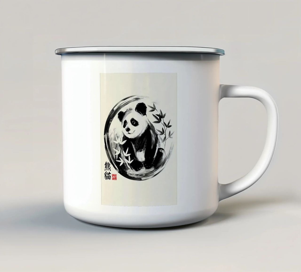 Panda sumie tazza in smalto da James M Coyle