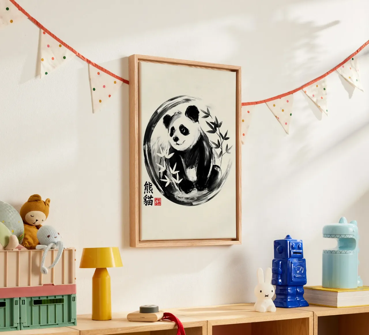 Pandasumie Leinwand mit Schattenfugenrahmen von James M Coyle