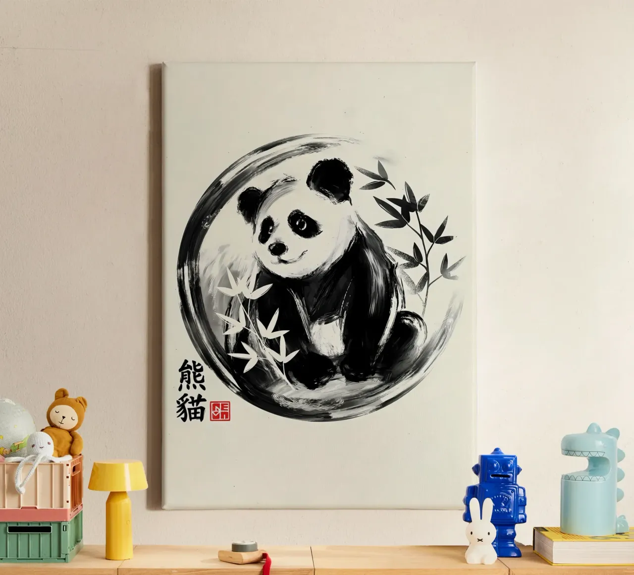 Pandasumie Leinwand mit Schattenfugenrahmen von James M Coyle