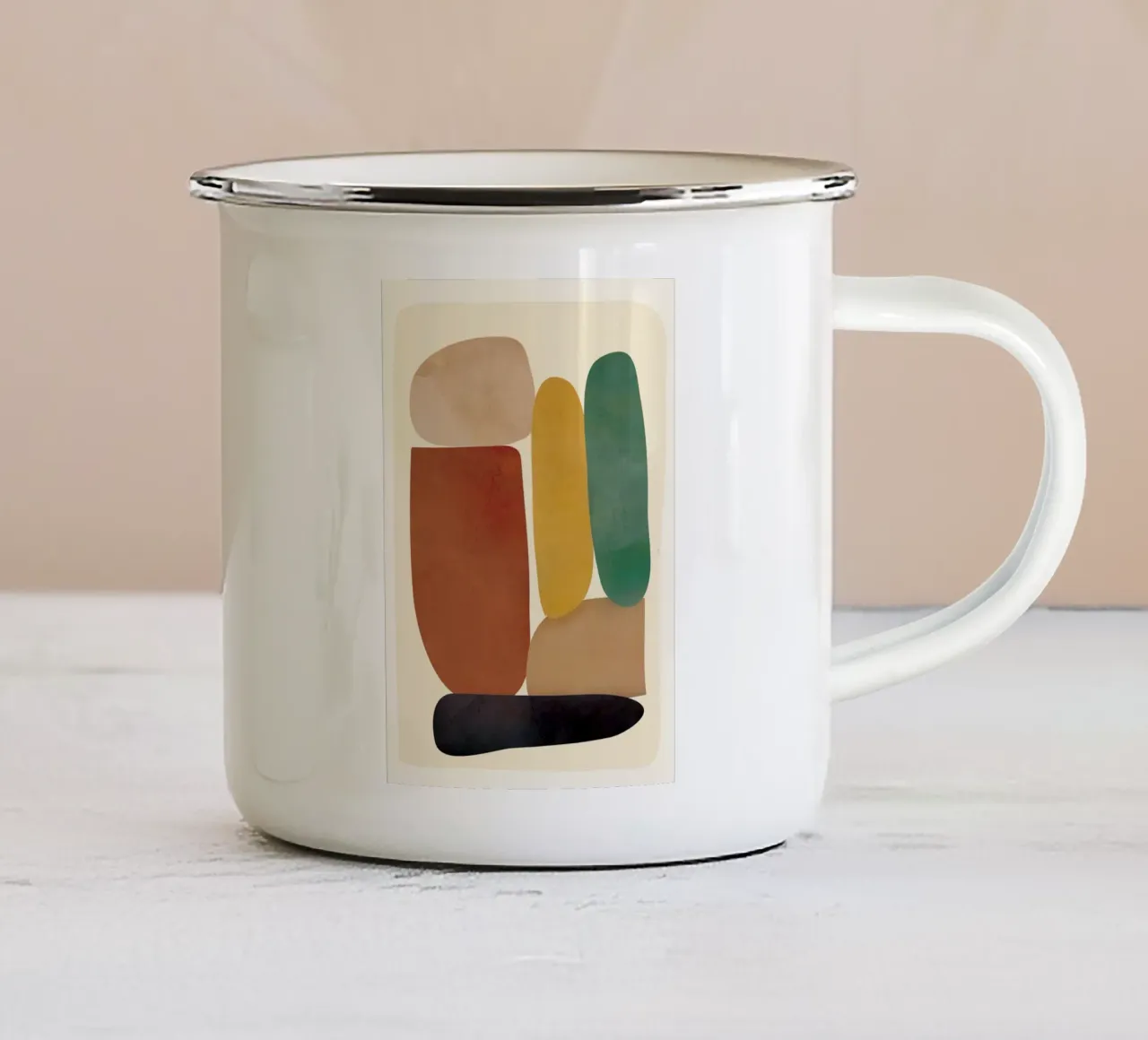 Abstract Minimal Shapes mug en émail de Flow Line