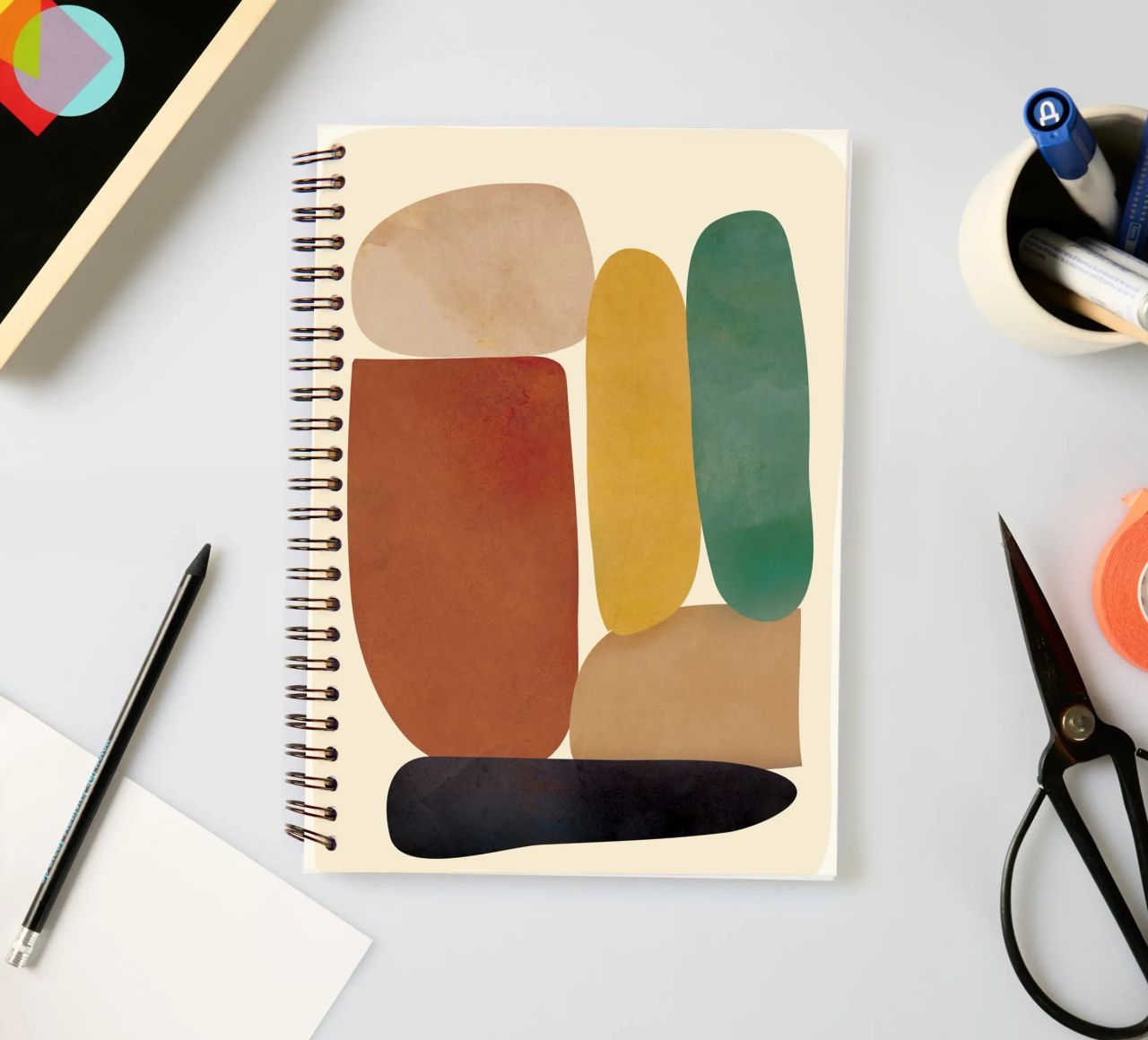 Abstract Minimal Shapes spiral notebook by Flow Line