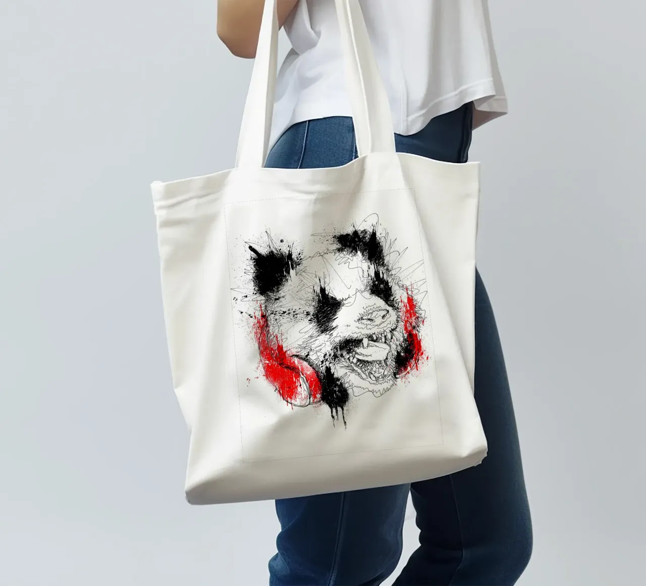 Panda Roar Graffio borsa in juta da James M Coyle