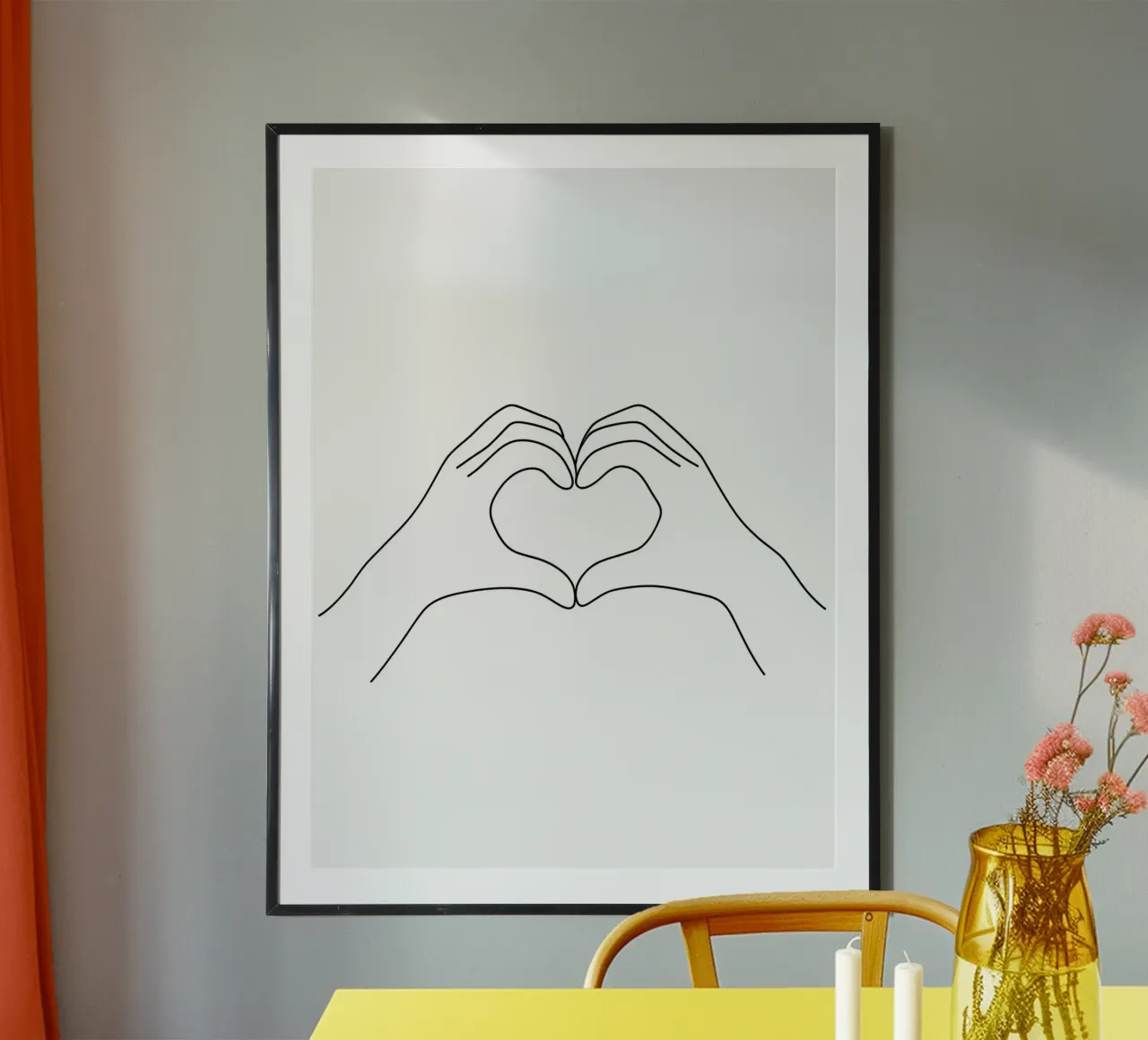 Amore 2 Line Art minimalista poster con telaio in alluminio da Viv Line Art