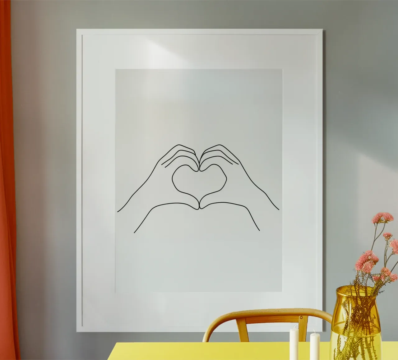Amore 2 Line Art minimalista poster con telaio in alluminio da Viv Line Art