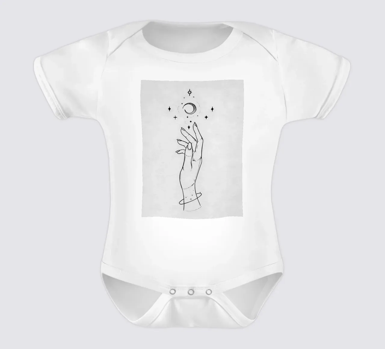 A la luna y las estrellas Minimalist Line Art body de bebé de Viv Line Art