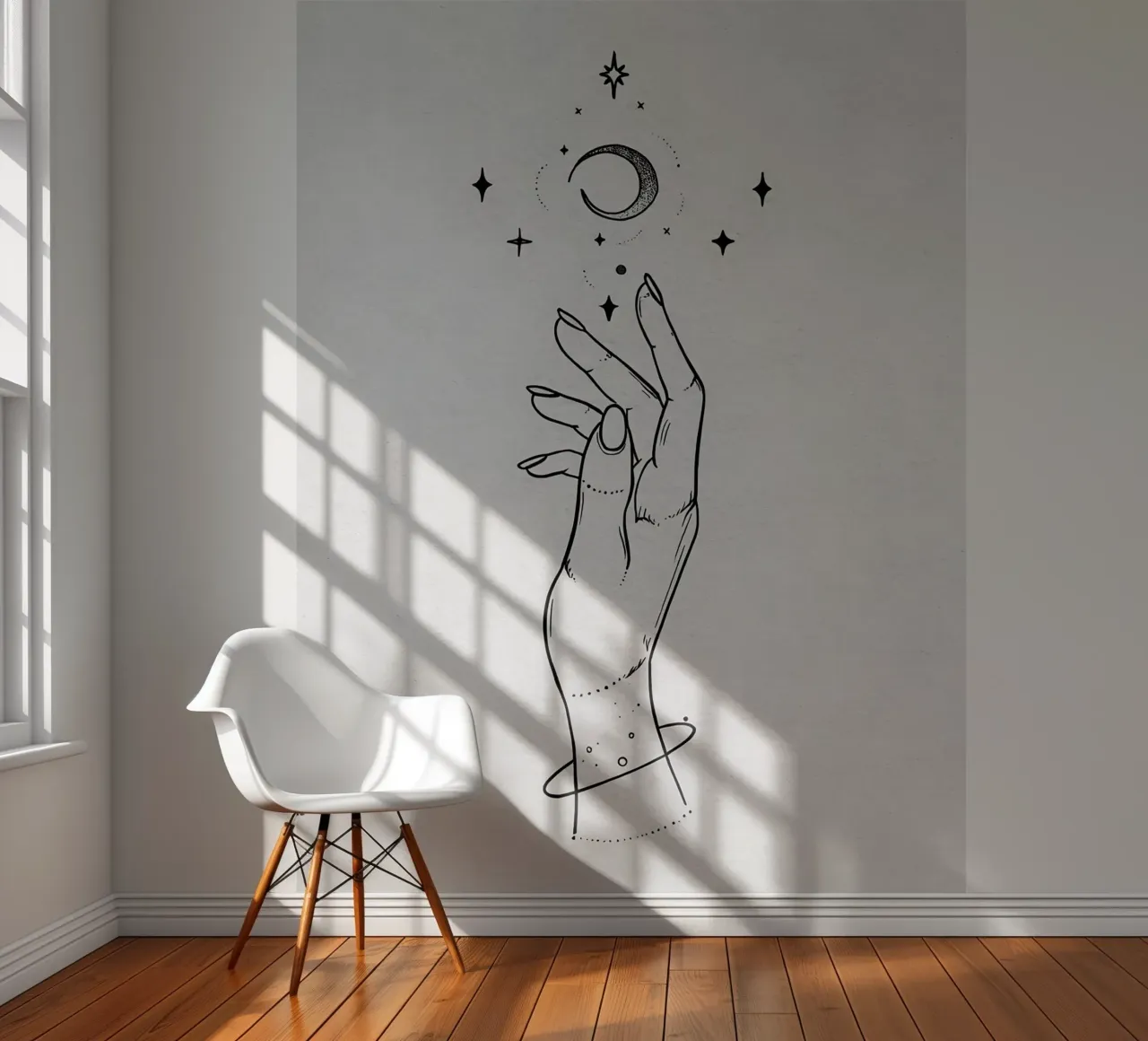 To The Moon And Stars Minimalist Line Art photo wallpaper by Viv Line Art